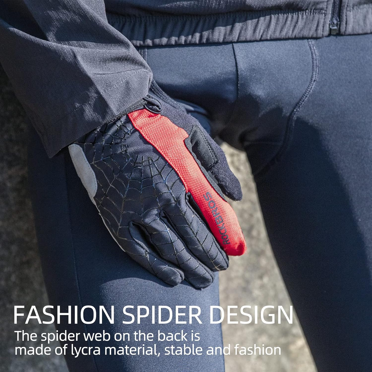 ROCKBROS Cycling Gloves for Men Mountain Bike Gloves Bicycle Gloves SBR Pad Anti-Slip Road Riding Gloves for Spring, Autumn Breathable Sports Gloves image number 3