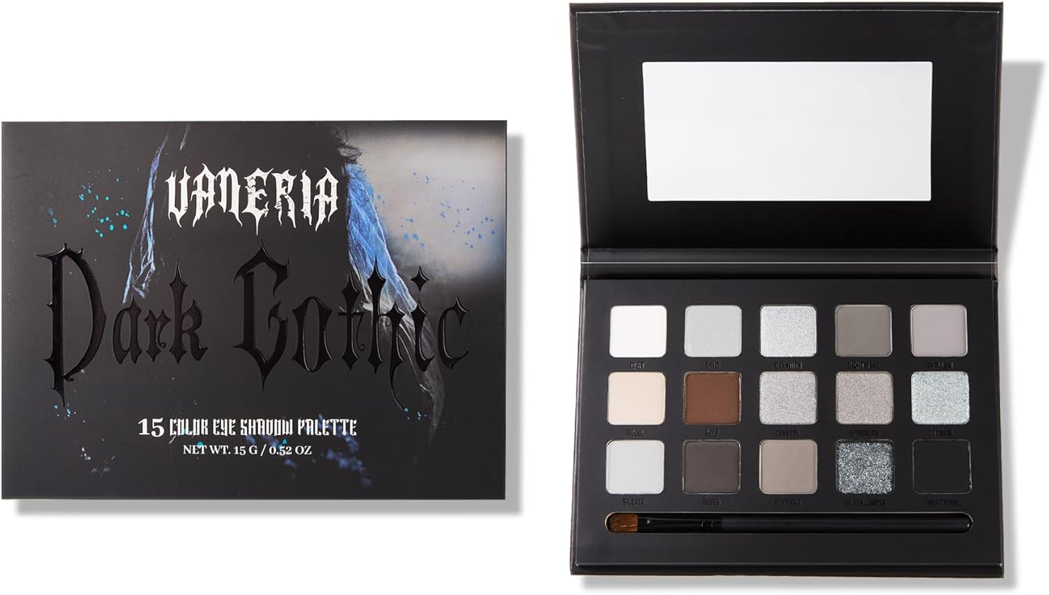 VANERIA Black Smokey Eye Shadow Palette,15 Colors Matte Glitter Metalli Eyeshadow Palette,Long Lasting Waterproof Pallete (Goth Red)