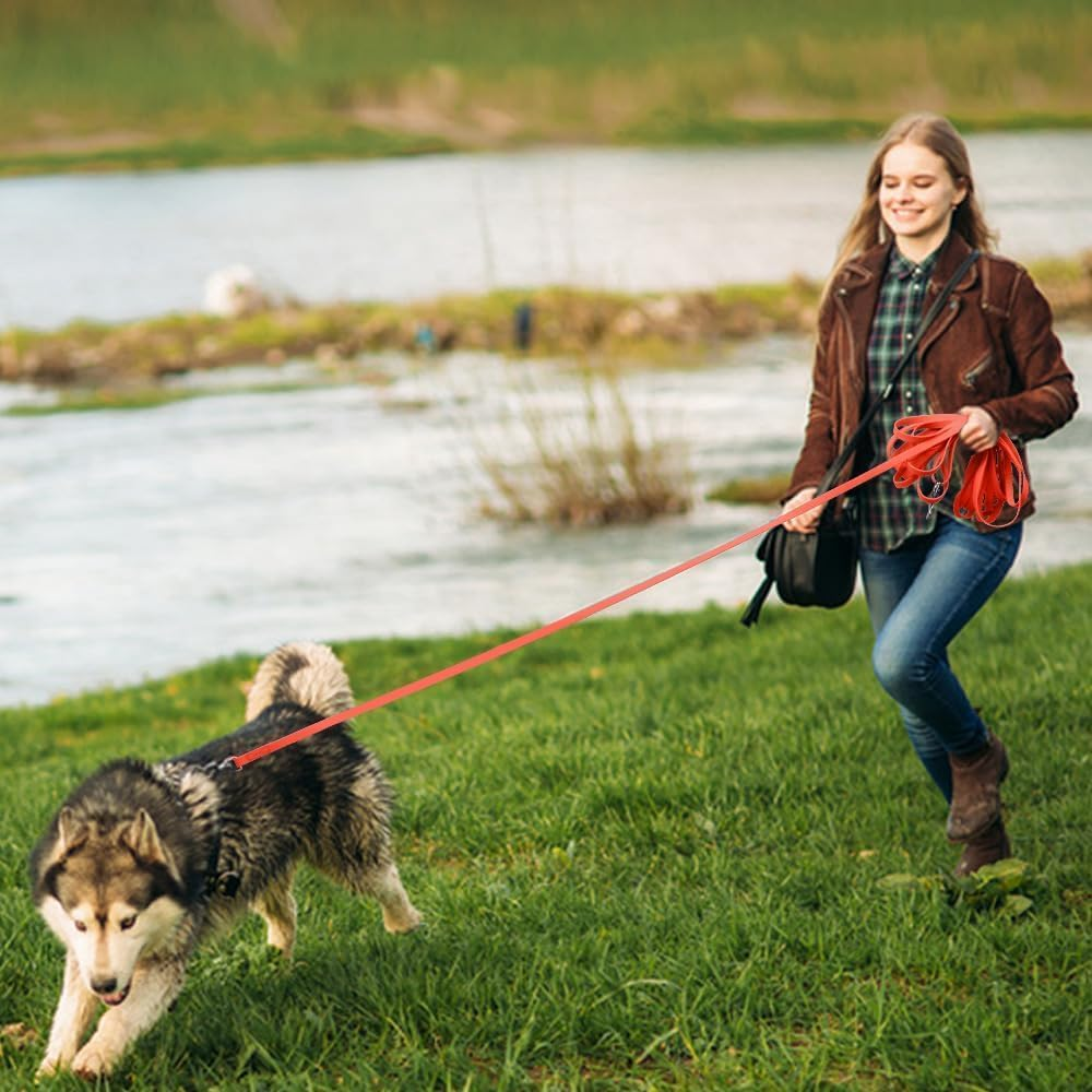 Waterproof Dog Training Leash, 15Ft Dog Training Long Leash, Heavy Duty Outdoor Recall Lead for Small, Medium and Large Dog,Orange. image number 2
