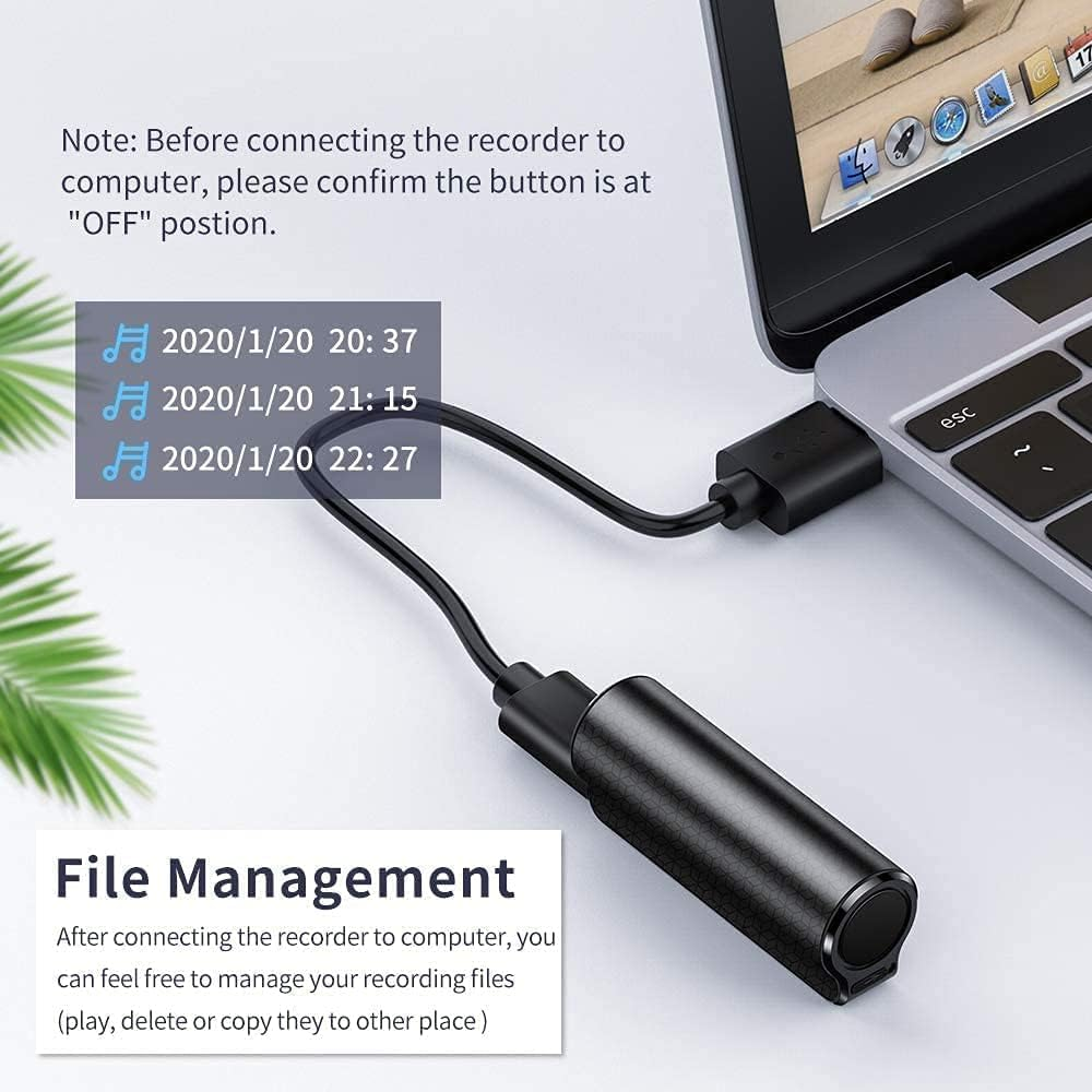 32GB Digital Voice Recorder, Magnetic Mini Voice Activated Recorder, 25 Days Long Battery Life, Suitable for HD Recording Meetings Interviews Classes Lectures image number 6