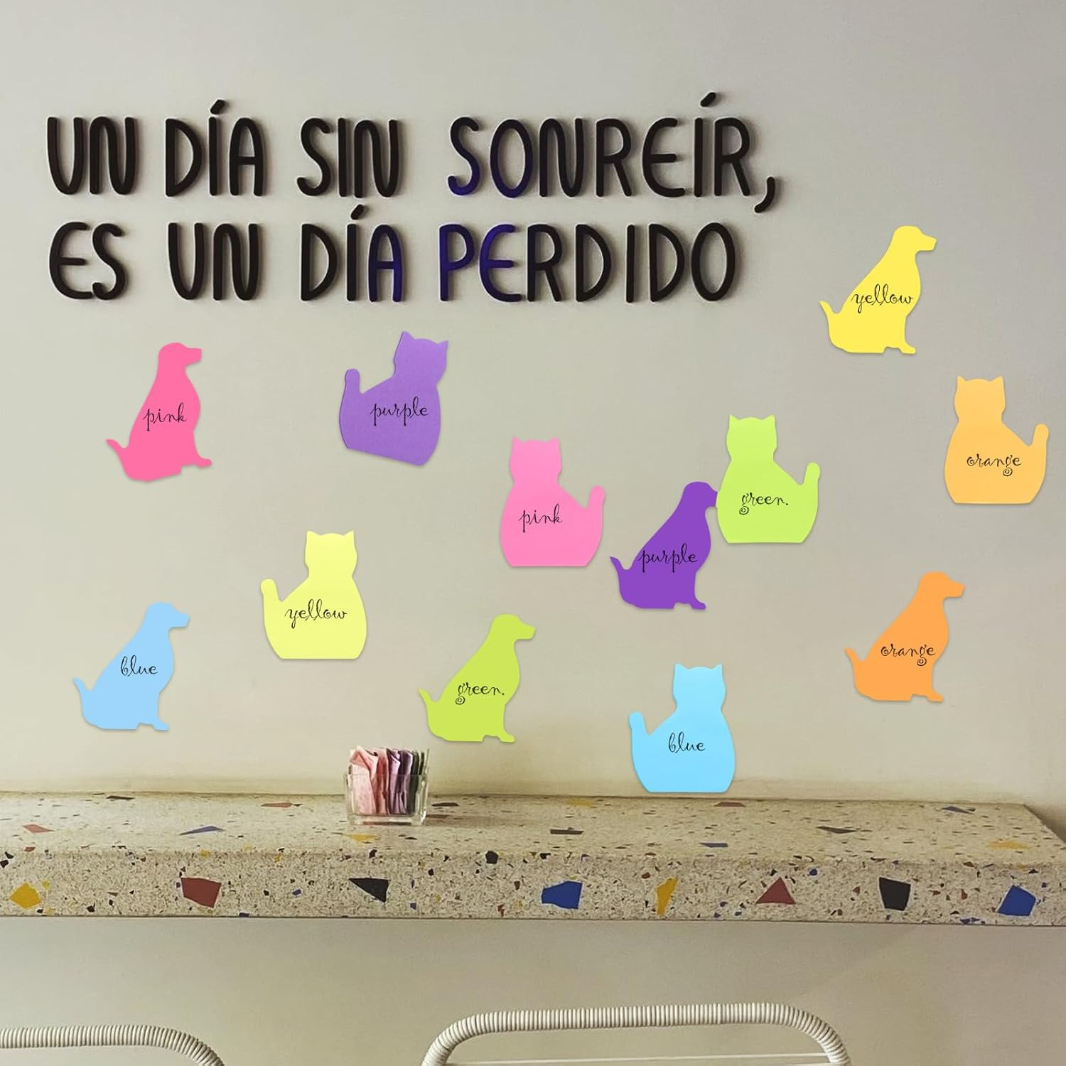 390Pcs Cat Sticky Notes Animal Sticky Notes with 14 Pcs Cat and Dog Paper Clips Cute Dog Sticky Notes Colorful Self-Stick Note Pads(7 Color) image number 2