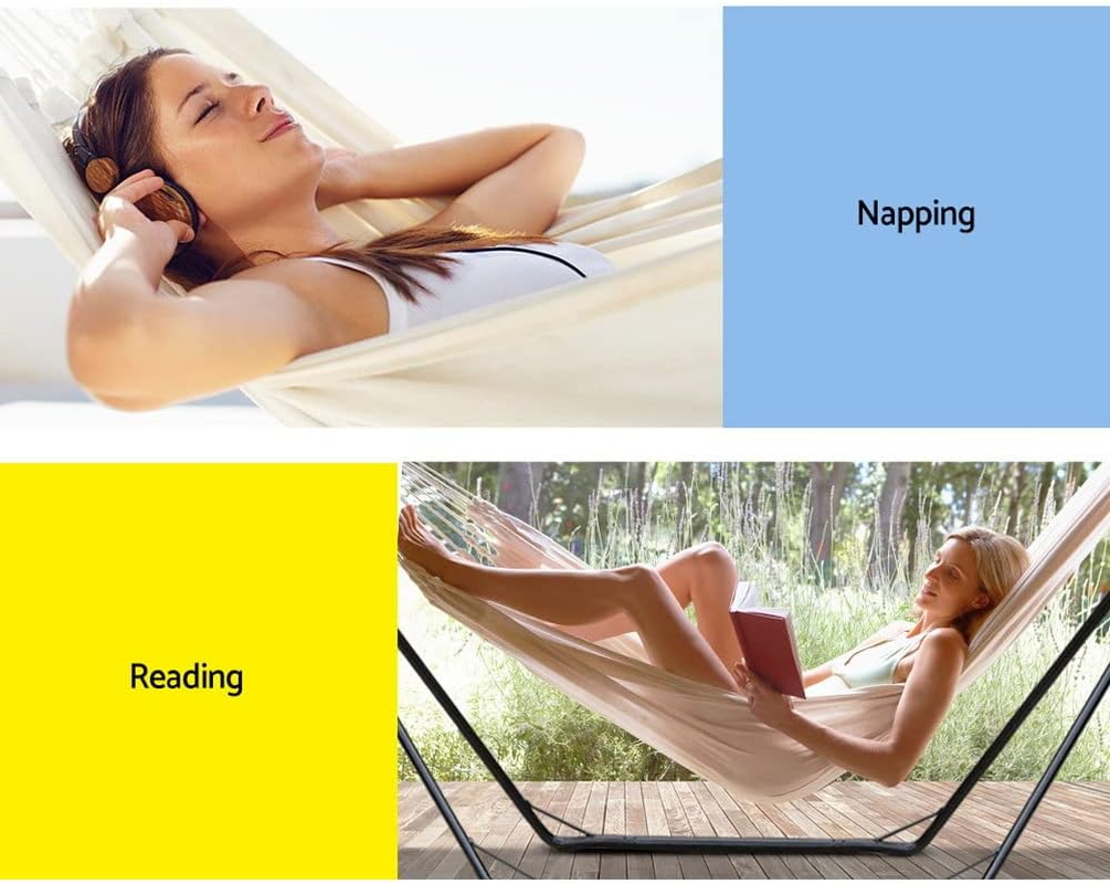 Gardeon Hammock, Single Bed Portable Camping Swing Hanging Chairs Hammocks Patio Backyard Porch Outdoor Indoor Furniture, 150Kg Capacity Handcrafted Tassels White image number 5