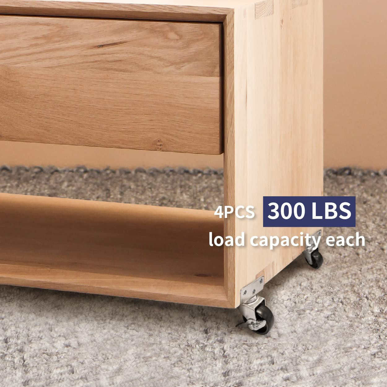 AXL Side Mount 50Mm Caster Wheels, Sturdy L-Shaped PP Plate Casters for Baby Bed, Kitchen, Desk, and Cabinet -Smooth Rolling, Easy Install image number 4