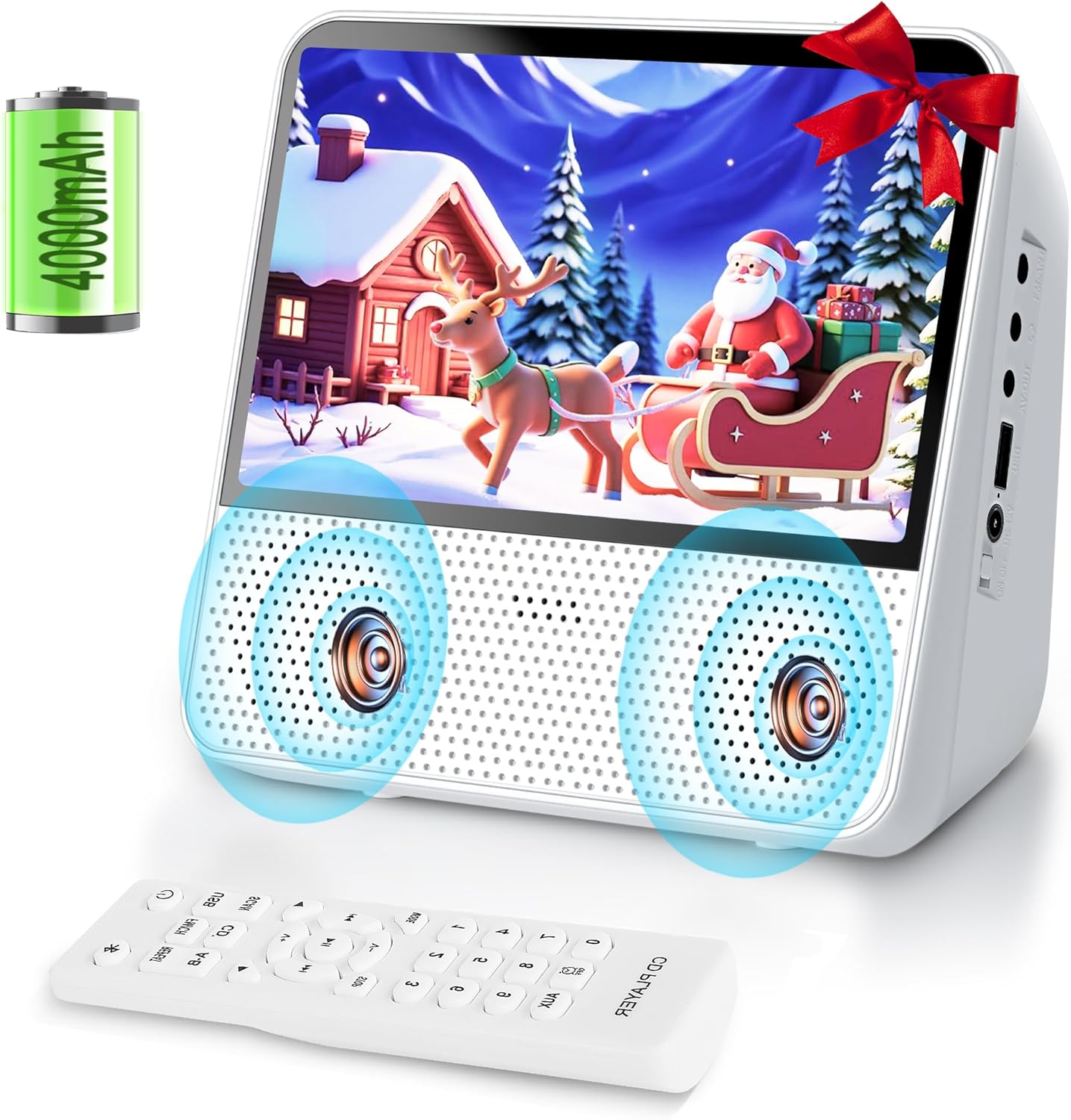 9.8" Portable DVD Player Bluetooth with 7'' Screen, 5 Hour Rechargeable Car DVD Player for Kid, Child, All Region, Support Cd/Bluetooth/Usb/Aux/Timer Off/Aux, Sync Screen to TV, Remote Control, Ourdo image number 1