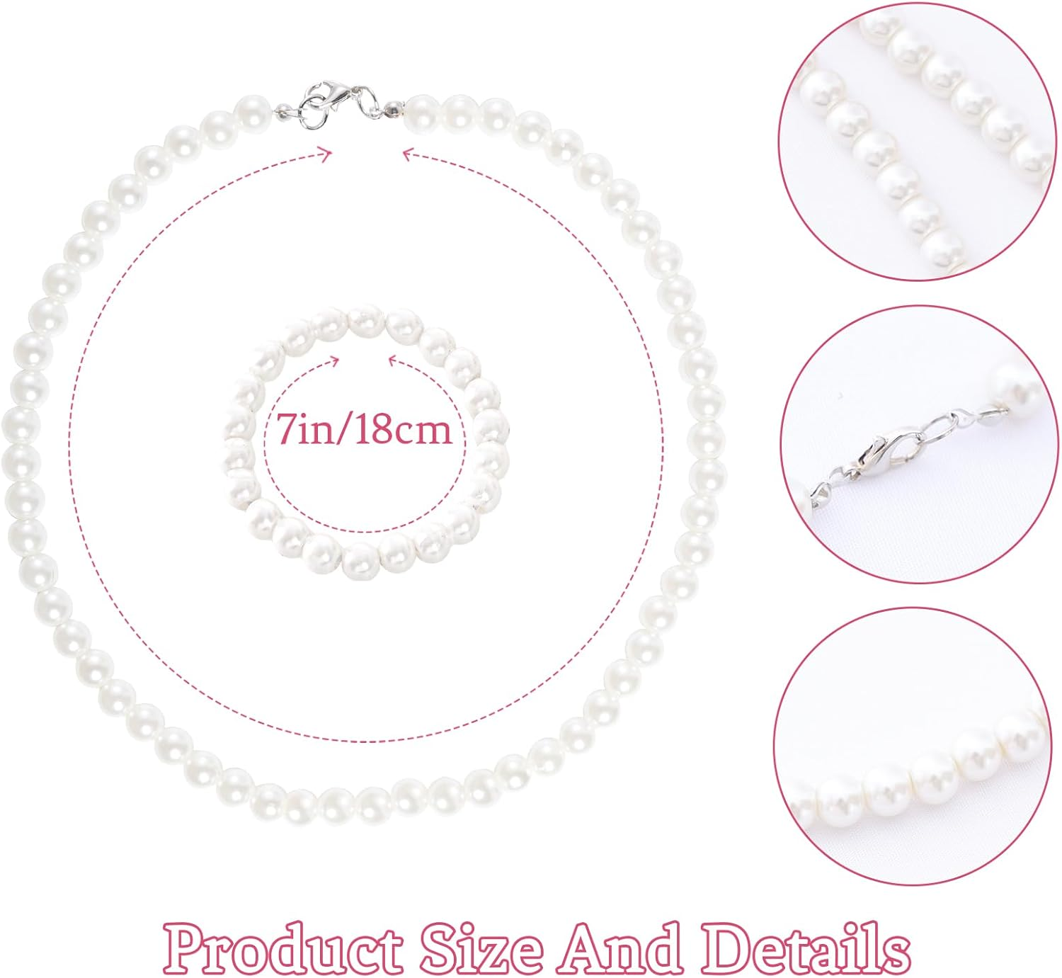 5 Pcs Old Lady Costume Set Grandma Granny Glasses Eyeglasses Chain Pearl Necklace Bracelet image number 6