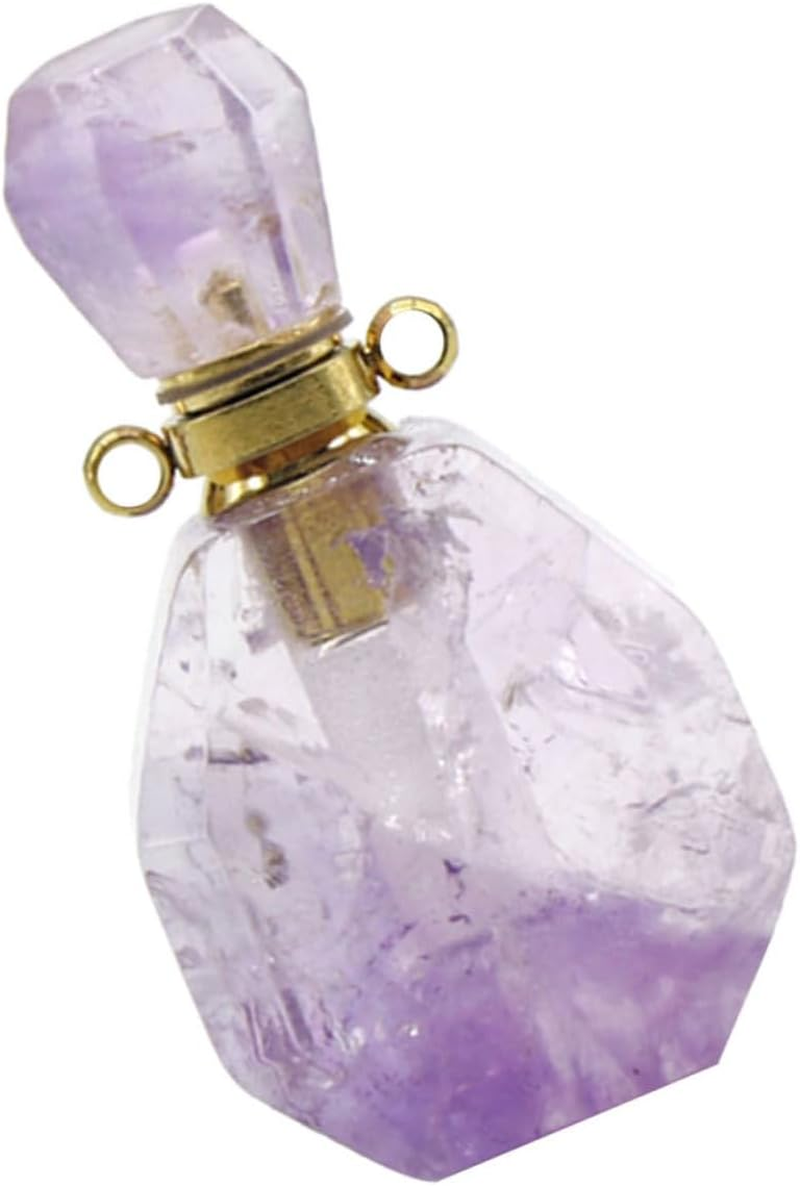 Pendants for Necklaces Crystal Pendants Amethyst Portable Perfume Container Glass Bottle for Essential Oils Accessories White Perfume Container Wishing Bottle