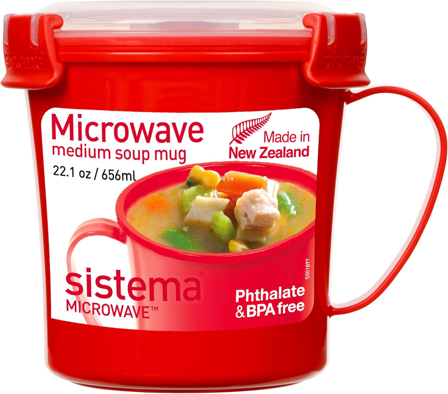 Sistema Microwave Collection Soup Mug 22.1 Oz, Red image number 5