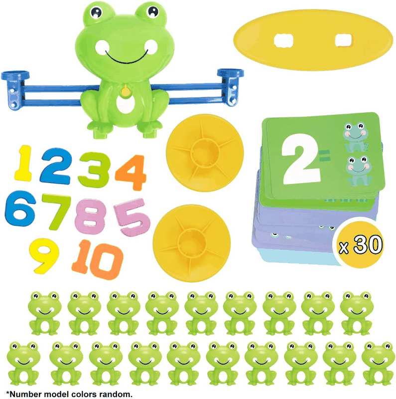 REMOKING Montessori Toys for Toddlers 3+, Math Games Balance Learning Set, Early Activity Sensory Education Learning Toys for 3 4 5 6 7 Year Old Boys Girls Birthday Gift, Including Frog,Card,Number image number 1