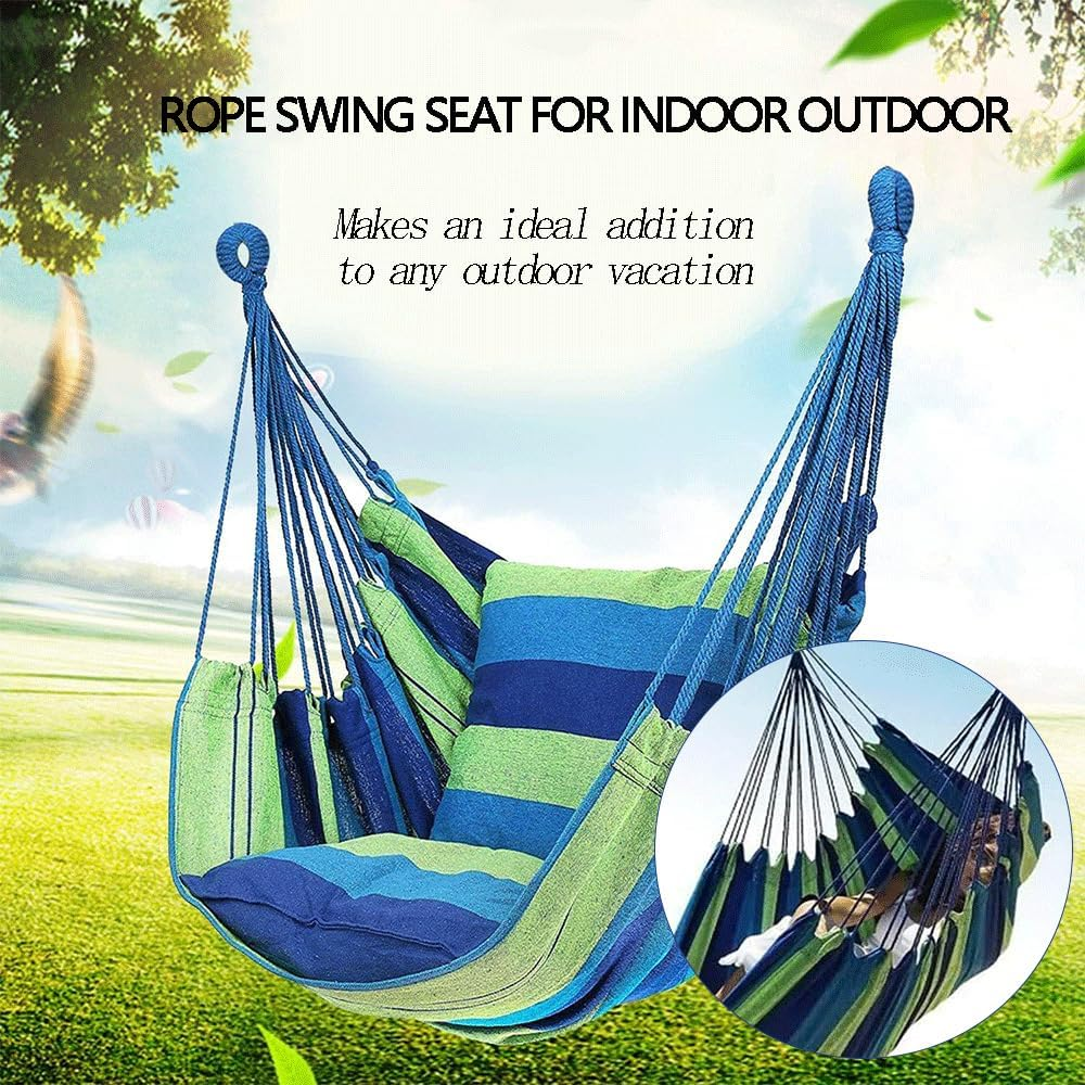 Hammock Chair Swing, 200Kg Capacity Hanging Rope Chair for Indoor & Outdoor, Sturdy Cotton Weave, Perfect for Bedroom, Patio, Porch, and Garden image number 4