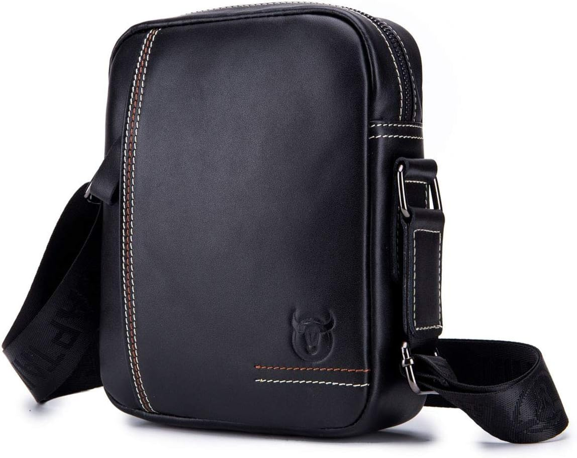 Genuine Leather Men Bags Small Shoulder Crossbody Bag for Men Everyday Casual Travel Messenger Bag Handbag Black image number 5