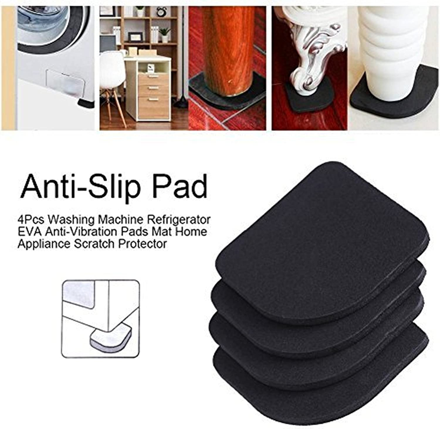 Protective Pad, 4Pcs Universal Rubber anti Vibration Cushion, Silent Shock Absorber, Anti-Vibration Mat for Washing Machine Refrigerator Home Appliance