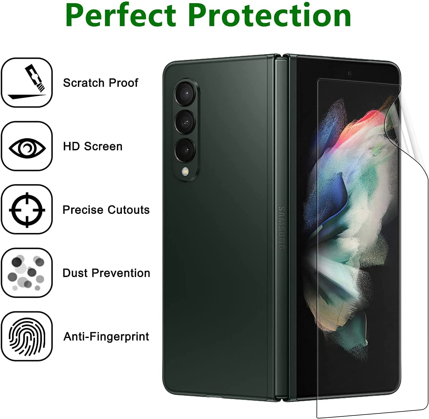 [2SET 6PCS] T Tersely HYDROGEL Screen Protector for Samsung Galaxy Z Fold 4 5G Aqua Flex Extremely Easy to Install, No Bubble, Anti-Shock Soft Protective TPU Film image number 1