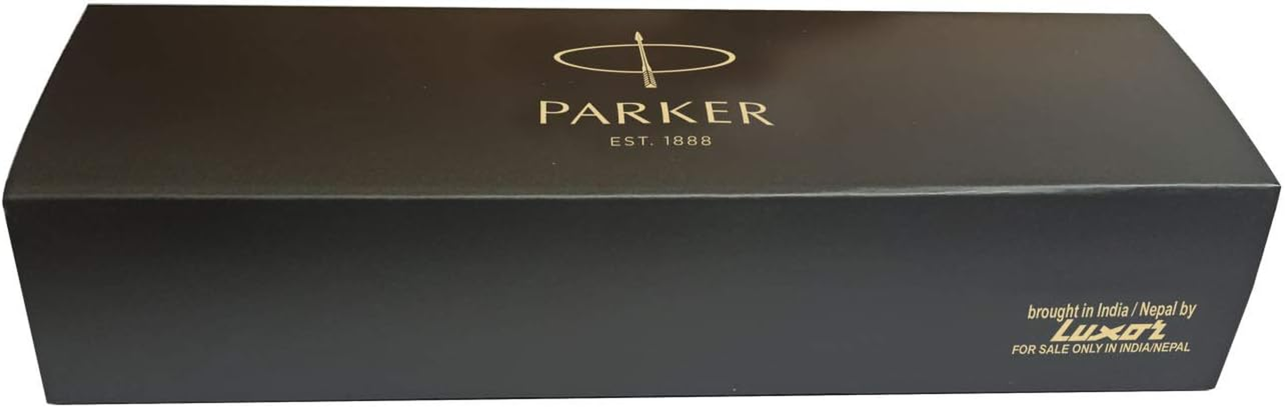 Parker Frontier Stainless Steel Gold Trim Blue Ink Roller Ball Pen