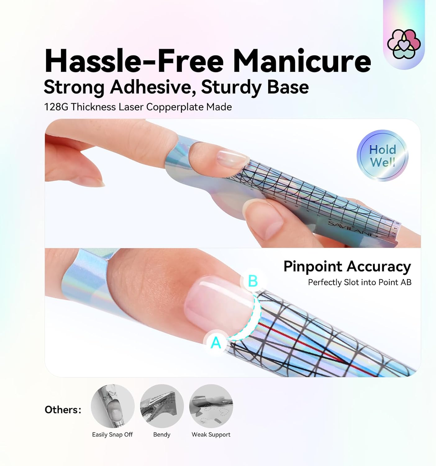 SAVILAND Long Length Nail Forms: 100Pcs Professional Poly Gel Nail Forms Sturdy Nail Extension Forms Paper Nail Forms Self-Adhesive Nail Model Stencils for Acrylic Nails Builder Nail Gel Nail Art