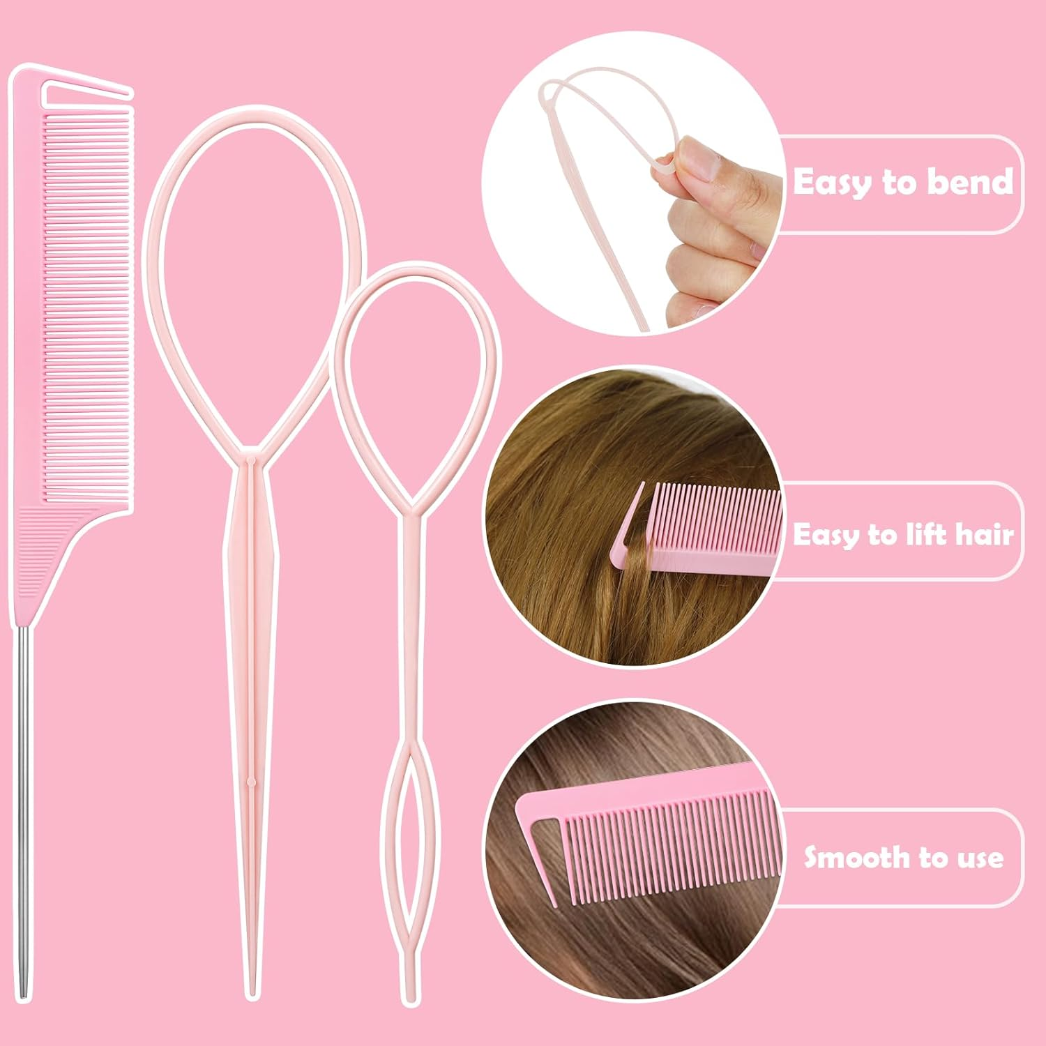 Hair Accessories Set - 1543 Pcs Elastic Bands in 20 Colors, Baby Ties, Tail Tools, Rat Tail Comb, Butterfly Clips with Organizer Box for Girls - Multicolor image number 5