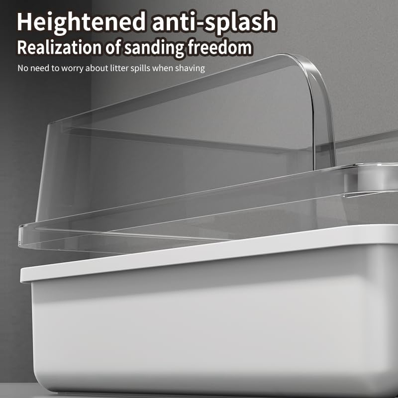 Oakee Open Cat Litter Box Extra Large Cat Litter Tray &ndash; Semi-Enclosed, Easy to Clean, Removable Modern Design, Pedal as Scoop, Stylish & Space-Saving PP for Indoor Cats (Black) image number 6