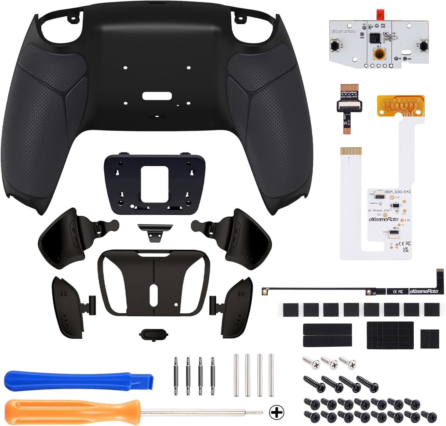 Extremerate Real Metal Buttons RMB RISE4 V3 Remap Kit for PS5 Controller BDM-030 040 050, Redesigned Black Rubberized Grip Bottom Shell Upgrade Board 4 Back Paddles Attachment for PS5 Controller image number 5