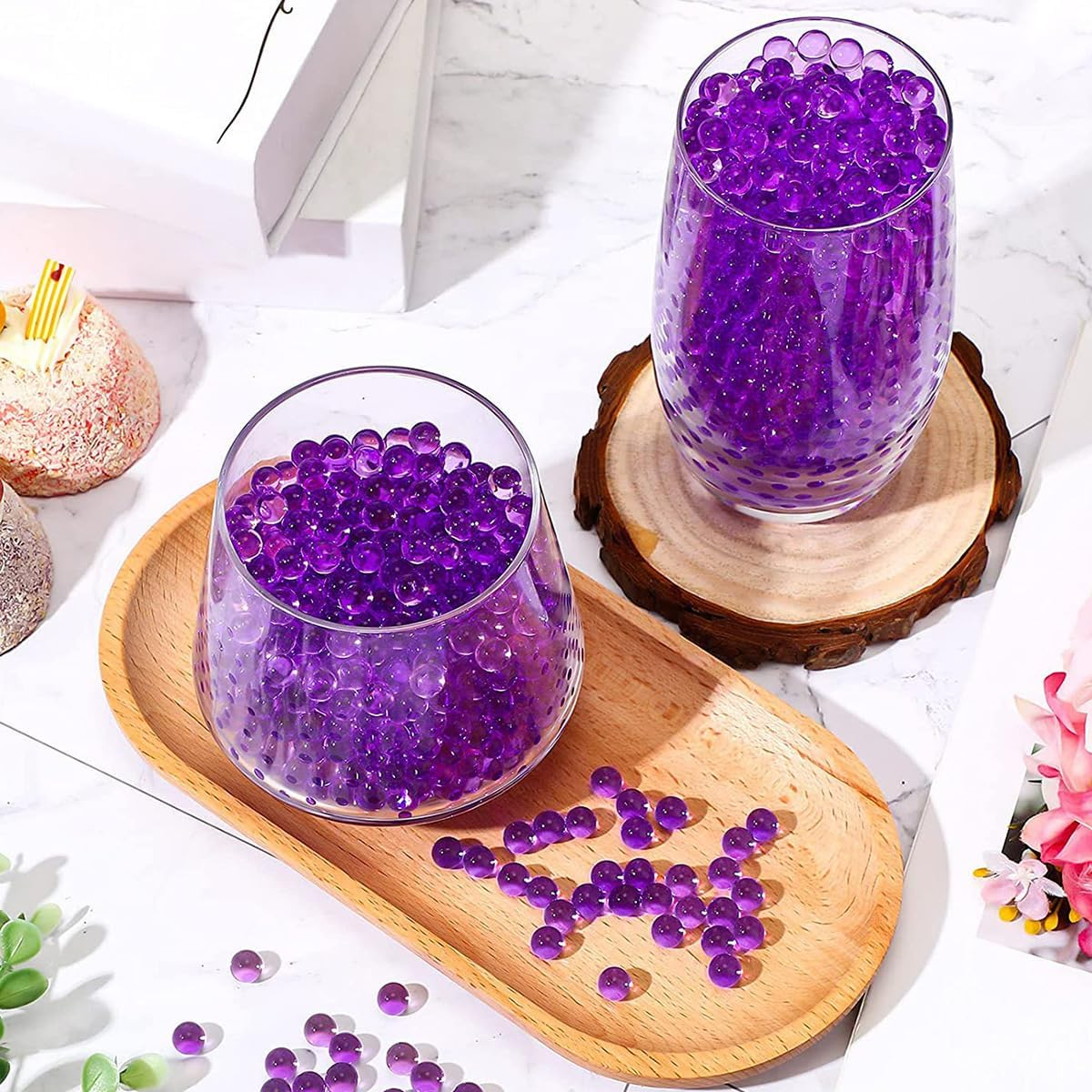 20000 Water Gel Beads for Vases,Perfect Jelly Beads,Floating Pearls,Vase Filler for Plant,Floating Candles,Wedding and Home Decoration(Purple) image number 2