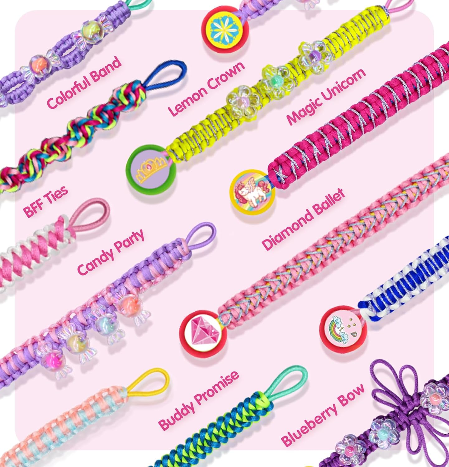 Friendship Girls Bracelet Making Kit - DIY Bracelet Kits Kids Toys Girls Gifts Ideas Ages 6 7 8 9 10 11 12 Year Old Birthday Present for Teen Girl Arts and Crafts String Maker Tool Travel Activity Set image number 1