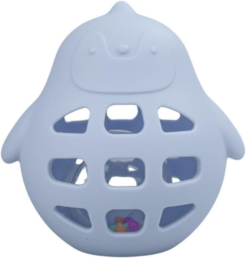 Koala Dream - CA3018A Silicone Penguin Rattle Blue: Baby Teething Toy with Gentle Rattle Sound, Non Toxic, Easy Clean Infant Sensory Development Toy image number 2