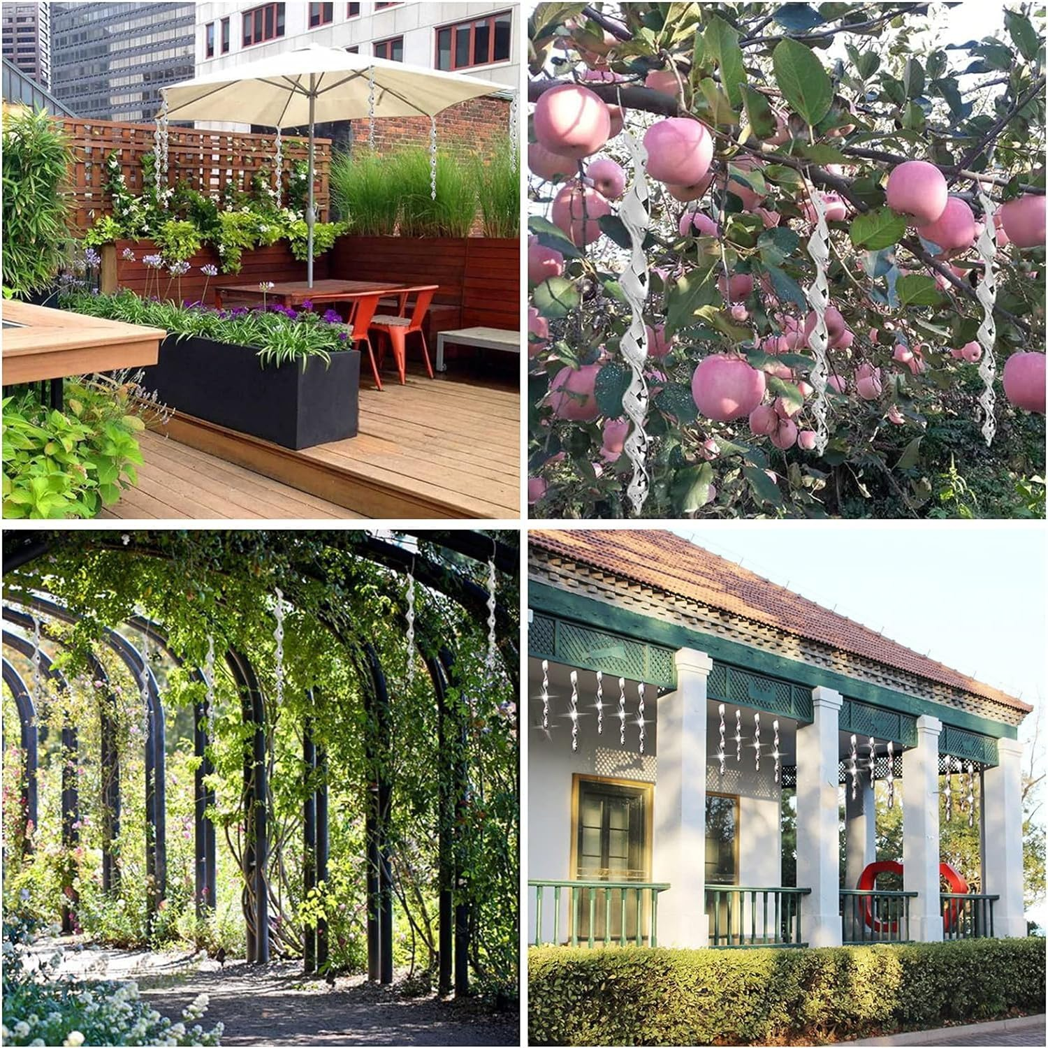 15Pcs Bird Reflective Scare Rods, 12 Inch Bird Twister Rods Reflective Ornamental Spiral Deterrent Device Scare Birds Away from Your Garden