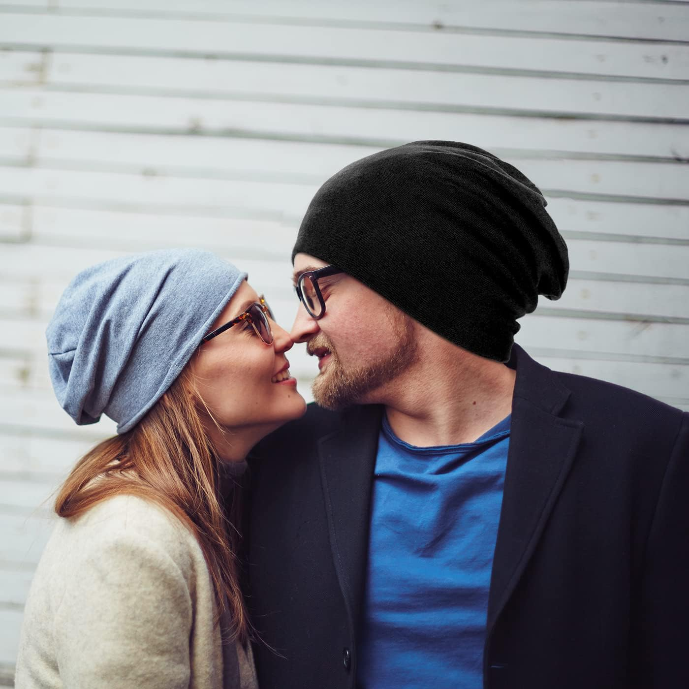 2 Pieces Soft Cotton Slouchy Beanie, Breathable Outdoor Beanie Hats Baggy Skull Cap Stretchy Chemo Hats for Men Women image number 5