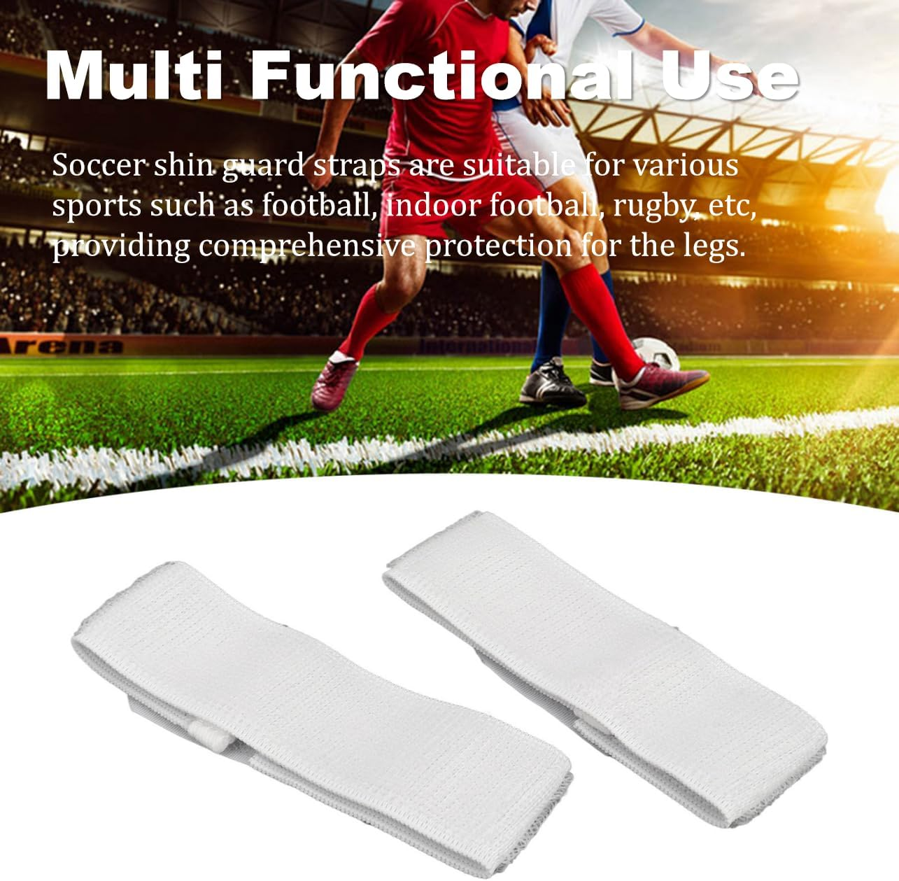 1 Pair Soccer Shin Guards Straps, anti Slip Sports Football Legging, Shin Fixed Straps for Adult Youth Children Football Equipment, Adjustable Leg Bandage Nylon Material - White image number 4