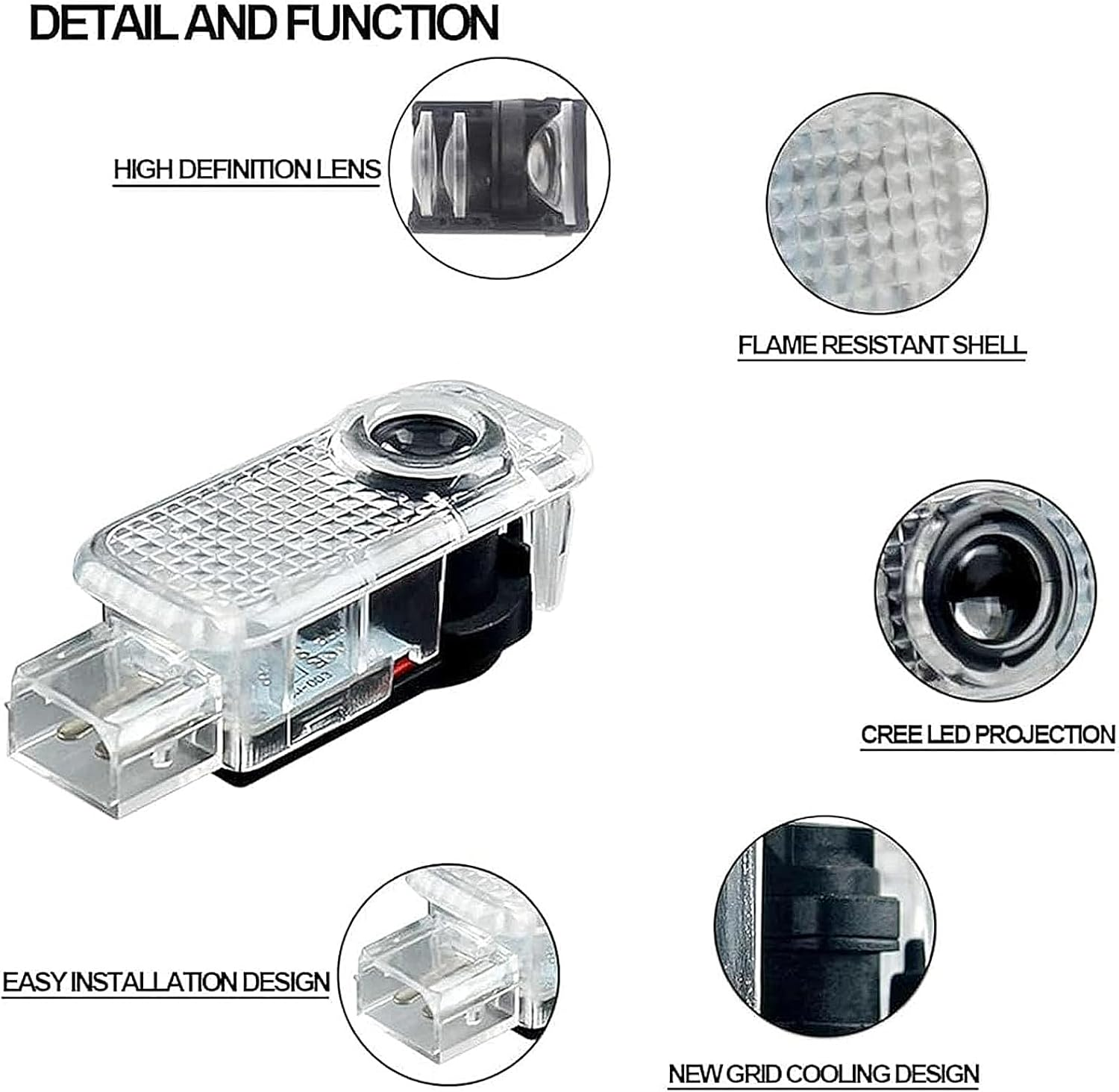 Pack of 4 Car Door Light Logo Projector Underbody Lighting Car, Welcome LED Light Compatible with A1/3/4/5/6/7/8/Q2/3/4/5/6/7/TT/S1/2/3/4/5/6/7/8