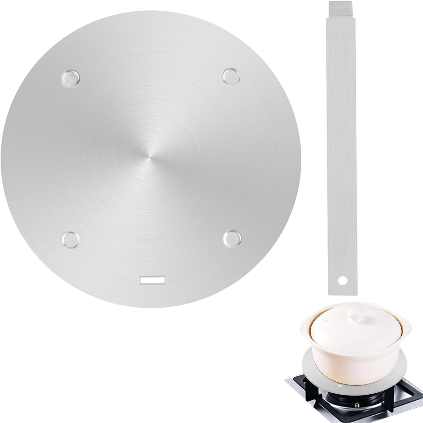 Qianqiao 5.5Inch Heat Diffuser Plate, Stainless Steel Induction Adapter Heat Diffuser Plate, Removable Handle，Coffee Milk Cookware Induction Hob Heat Cooking Diffuser image number 2