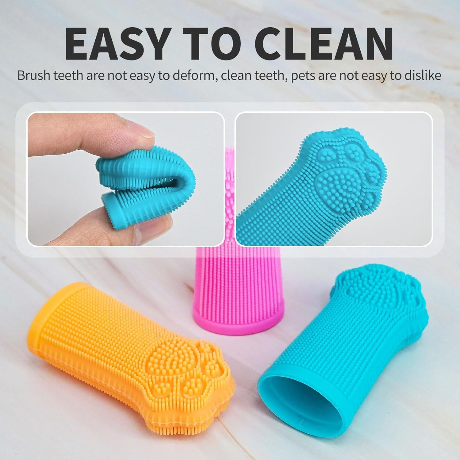 Hera Harmony Finger Toothbrush for Small Dogs, Cats & Puppies, Soft Silicone, 3 Pack image number 3