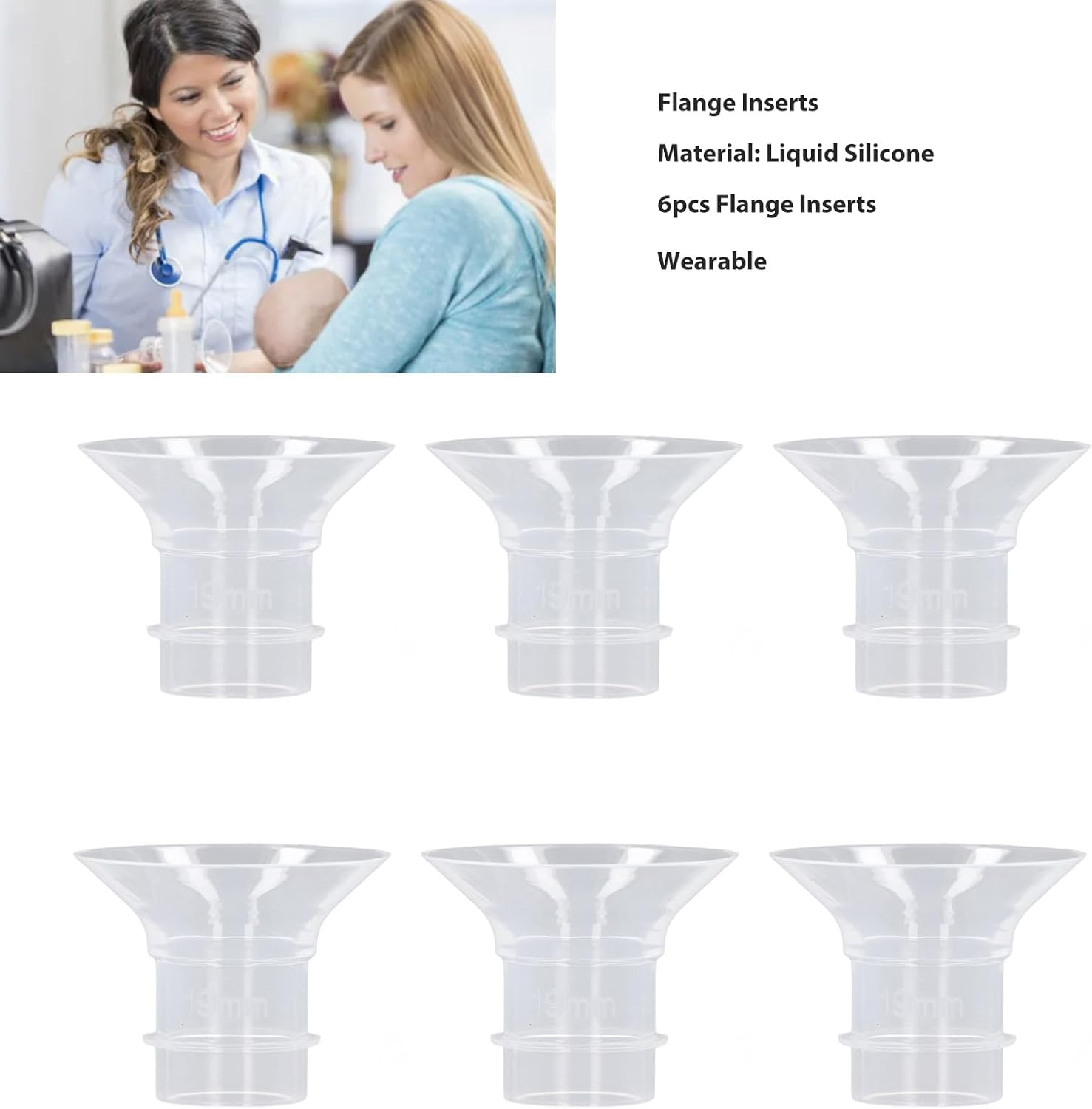 Cryfokt Pump Flange Inserts, Portable 6Pcs Hands Flange Inserts Wearable Lightweight Spectra 24Mm Shields Flanges for Home Use (19MM) image number 6