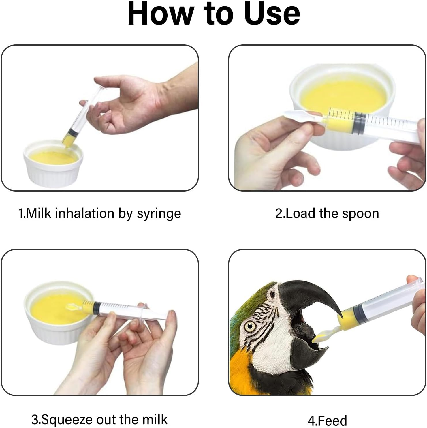 Feeding Syringe for Baby Bird, Syringe, 60Ml Spoon, 8Cm and 12Cm Hose Set for Sick Birds, Reusable Syringe Feeder for Small Animal