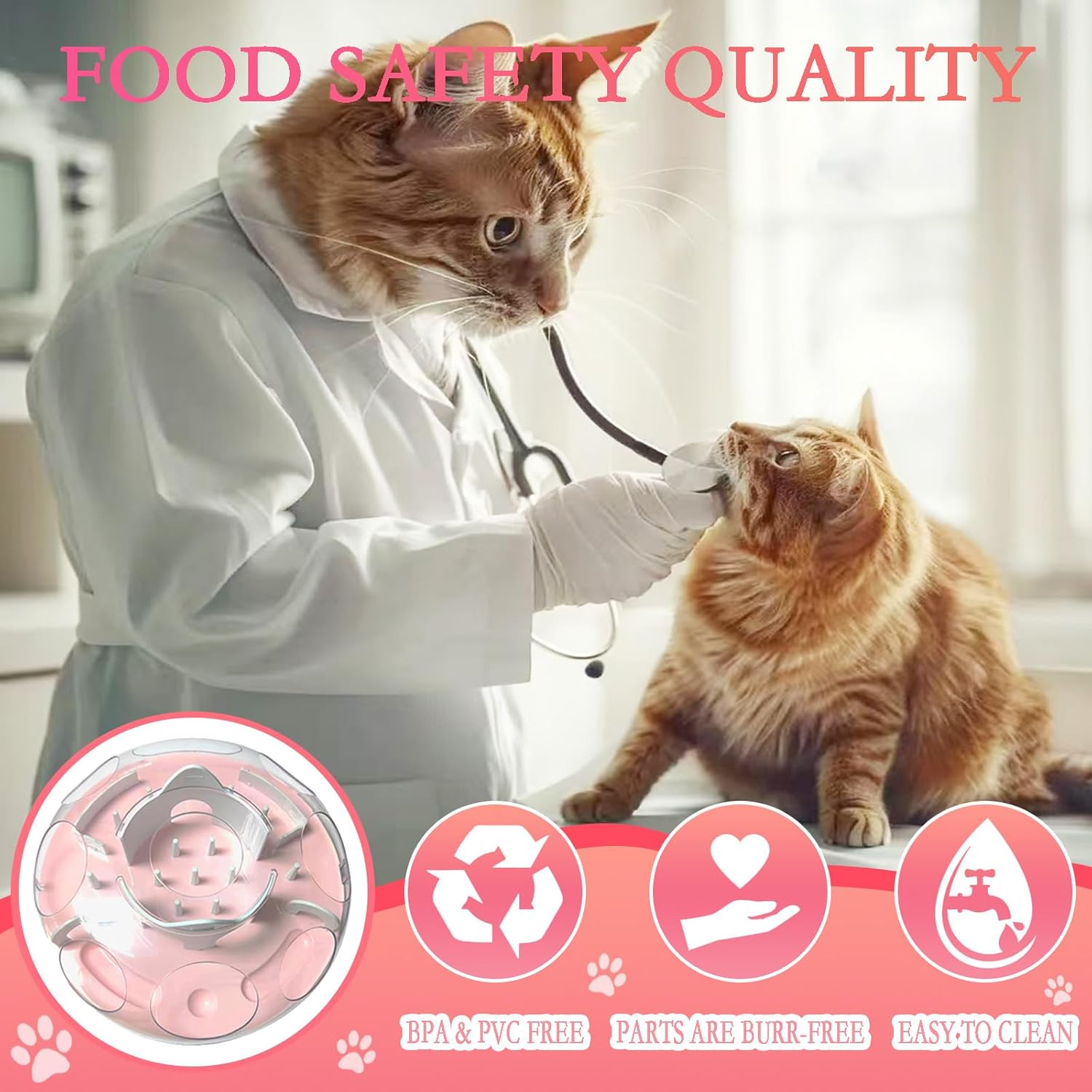 Gdsanlian-Interactive Cat Toy Puzzle Box - Cat Puzzle Feeder - Cat Slow Feeding Treatment Dispenser - Cat Puzzle Box - Puzzle Maze Toy - Indoor Rich Cat Toys（Pink） image number 3