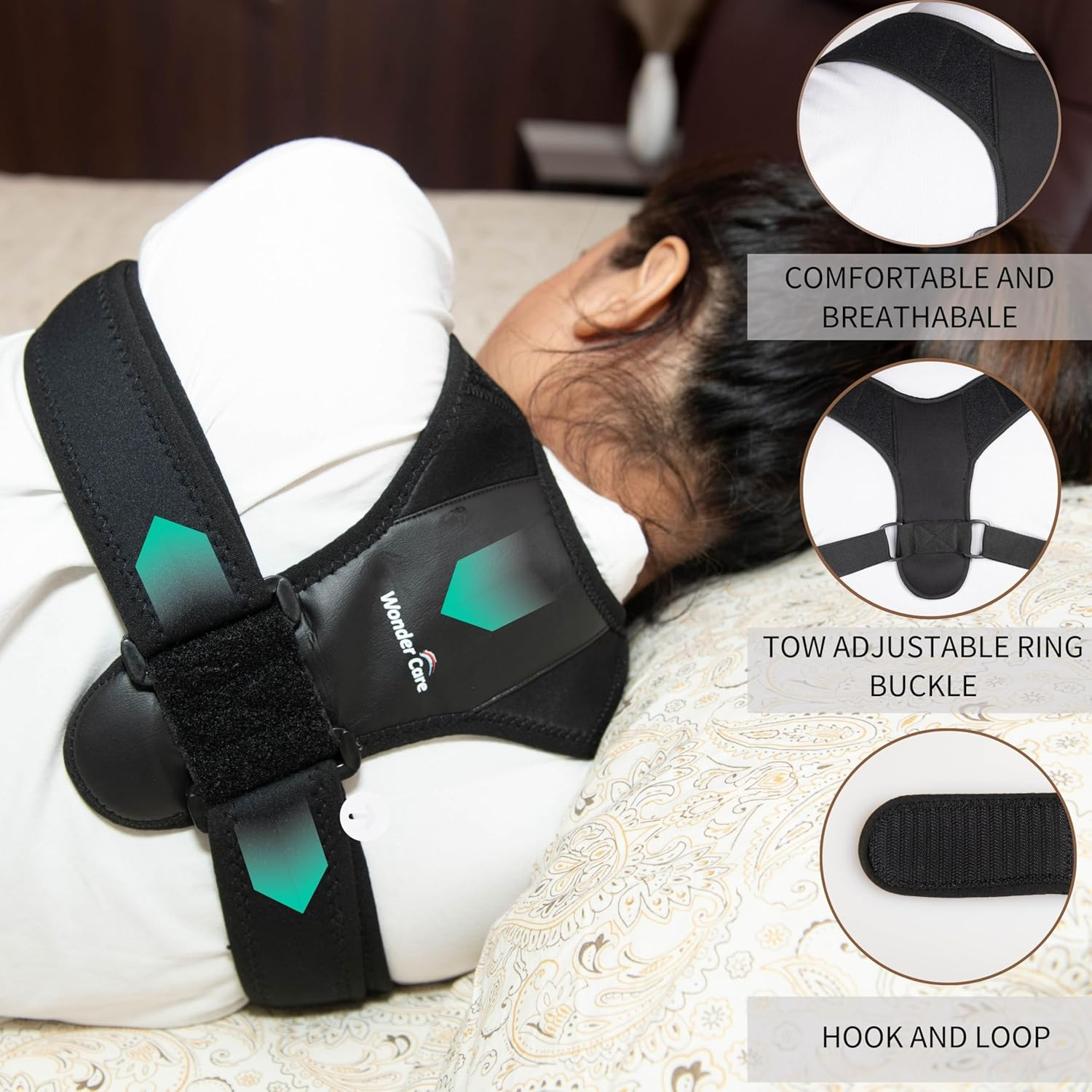 Wonder Care Back Brace Clavicle Posture Corrector Shoulder Brace|Hunched Shoulder Corrector for Men and Women- Fully Adjustable |Shoulder Retraction Brace | for Mid and Upper Spine Support-Flexible image number 4