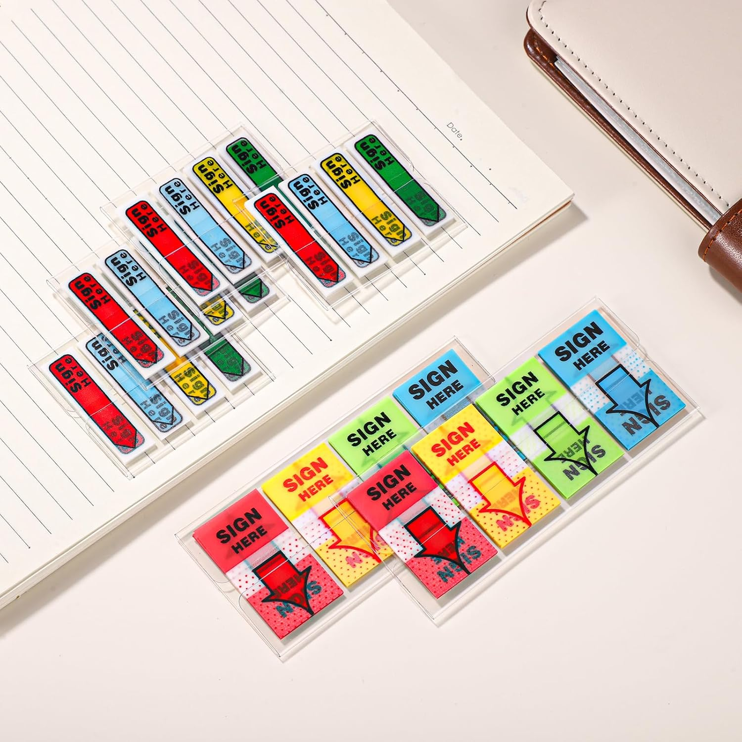 600Pcs/6 Packs Sign Here Tabs, Arrow Labels Stickers Sign Here Flags Sticky Signature Tabs Adhesive Message Post Tags for Documents Notebooks Home Office School Supplies (Red 2) image number 6