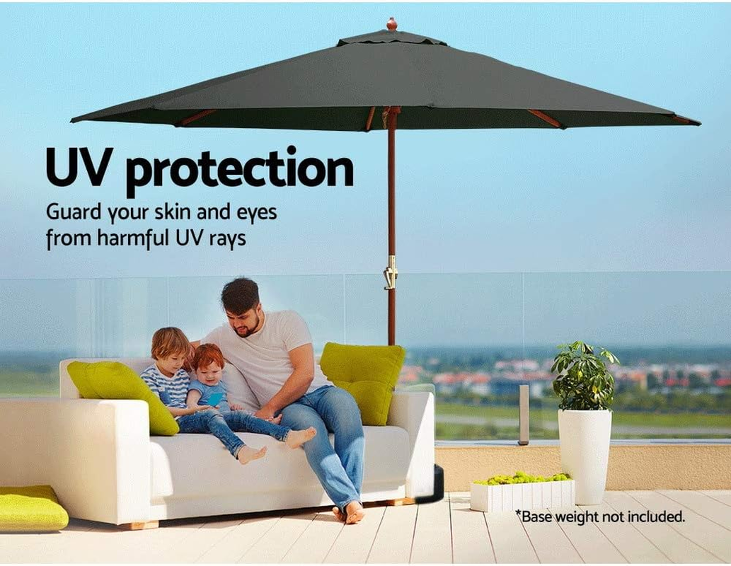 Instahut Umbrella Outdoor Pole Umbrellas Stand Sun Beach Garden Deck Charcoal 3M image number 4