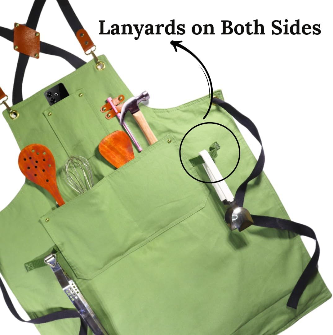 Heavy Duty Cotton Apron for Men & Women| Suitable for Home Kitchen | Triple Layer Waterproof Apron | Adjustable Strap for Chefs, Painters and Many More image number 2