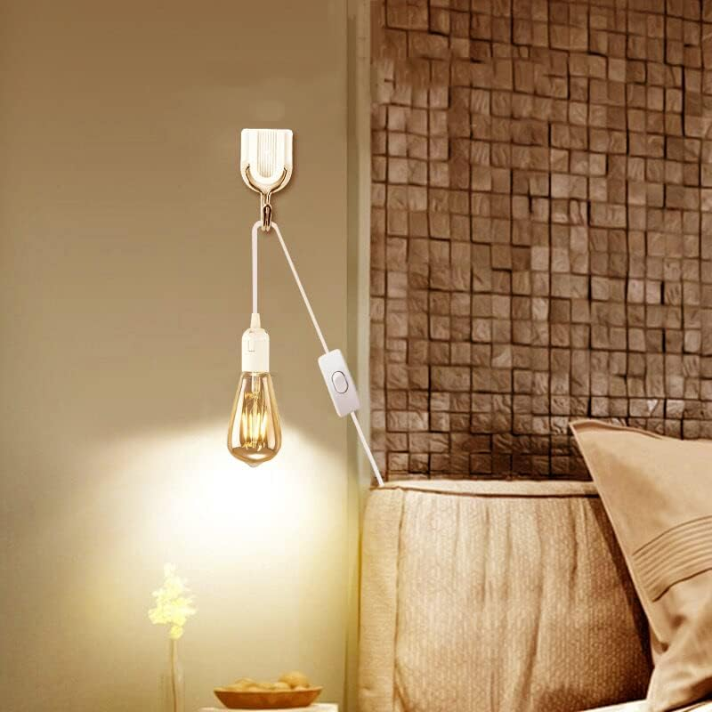 E27 LED Light Bulb Base 3M Extension Cable Cord with On/Off Switch, E26 Lamp Holder Socket AC AU Power Plug, Lights Lamp Bulb Cord for Bedroom Kitchen Plant Growth DIY Hanging Lanterns Pendant Light image number 1