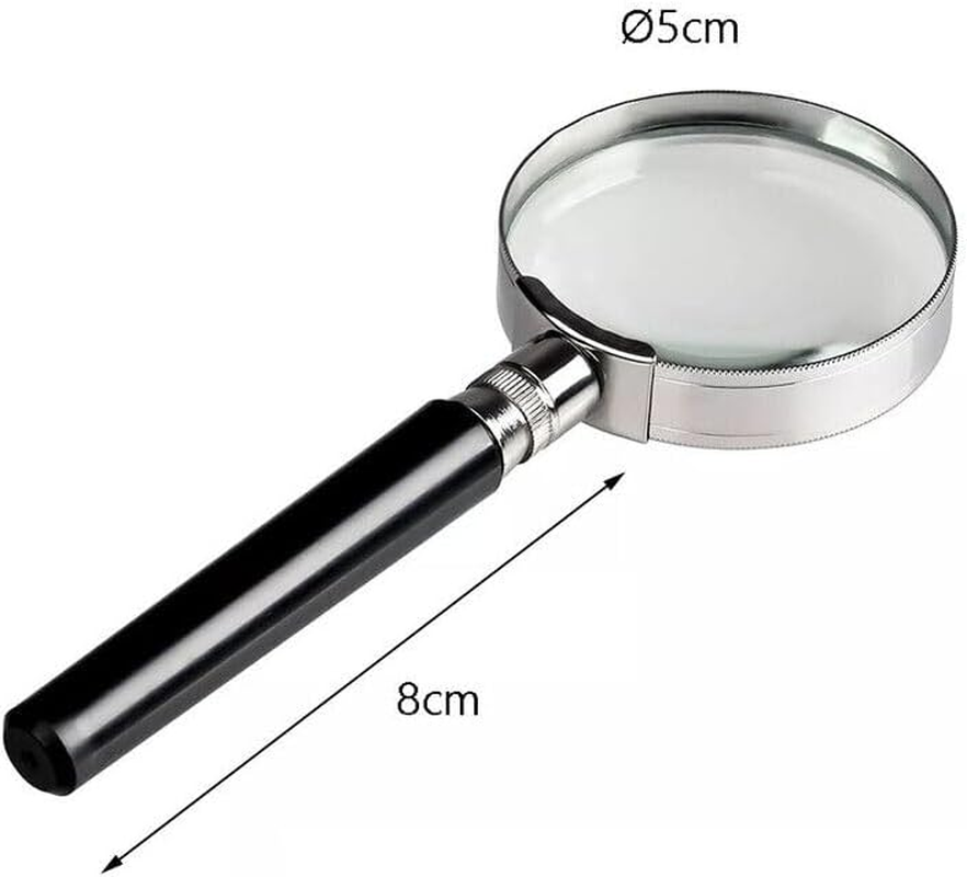 AIMALL 10X Magnifying Glass Lens, 50MM Silver Metal Handheld Magnifier for Jewelry, Reading, and Detailed Work, Durable and Lightweight, Ergonomic Design image number 2