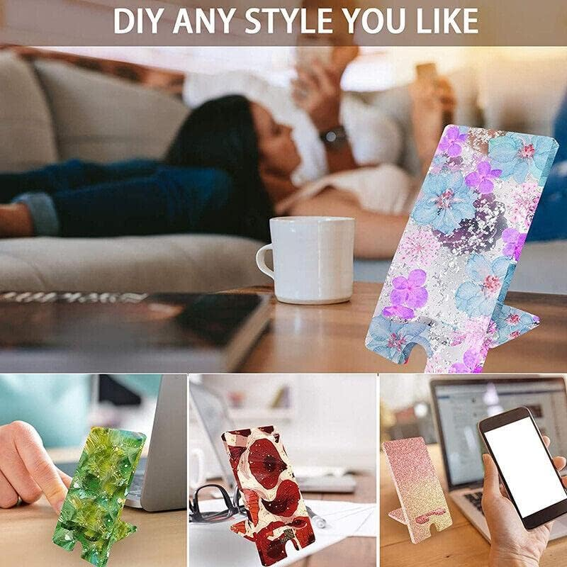 AIMALL 2Pcs Silicone Mobile Phone Stand Mould, Resin Epoxy Craft Holder Casting Molds for DIY Projects, Large 8.5 X 4.3 Inches, Small 3.9 X 4.7 Inches image number 2