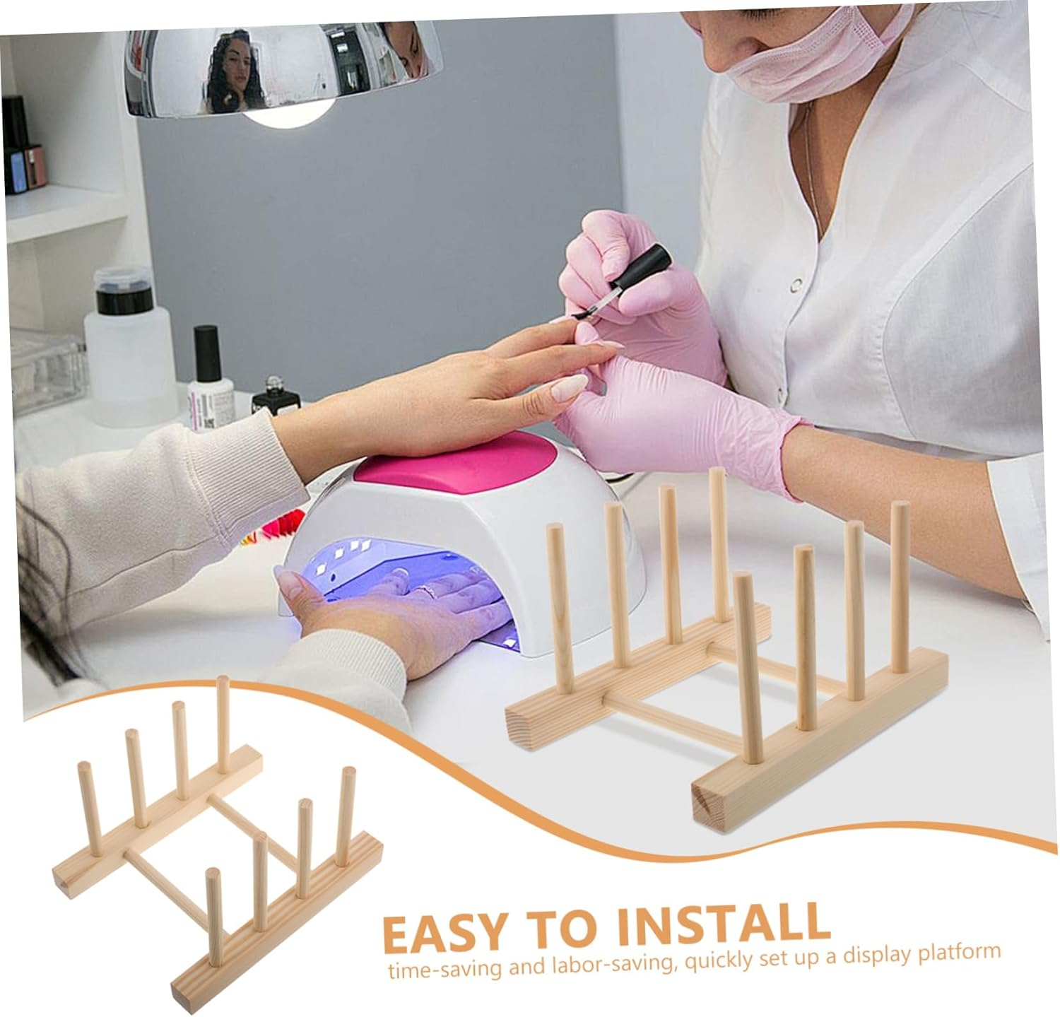 Nail Display Board Holder with Slots Sturdy False Nail Sample Rack and Exhibitions for Tips and Designs