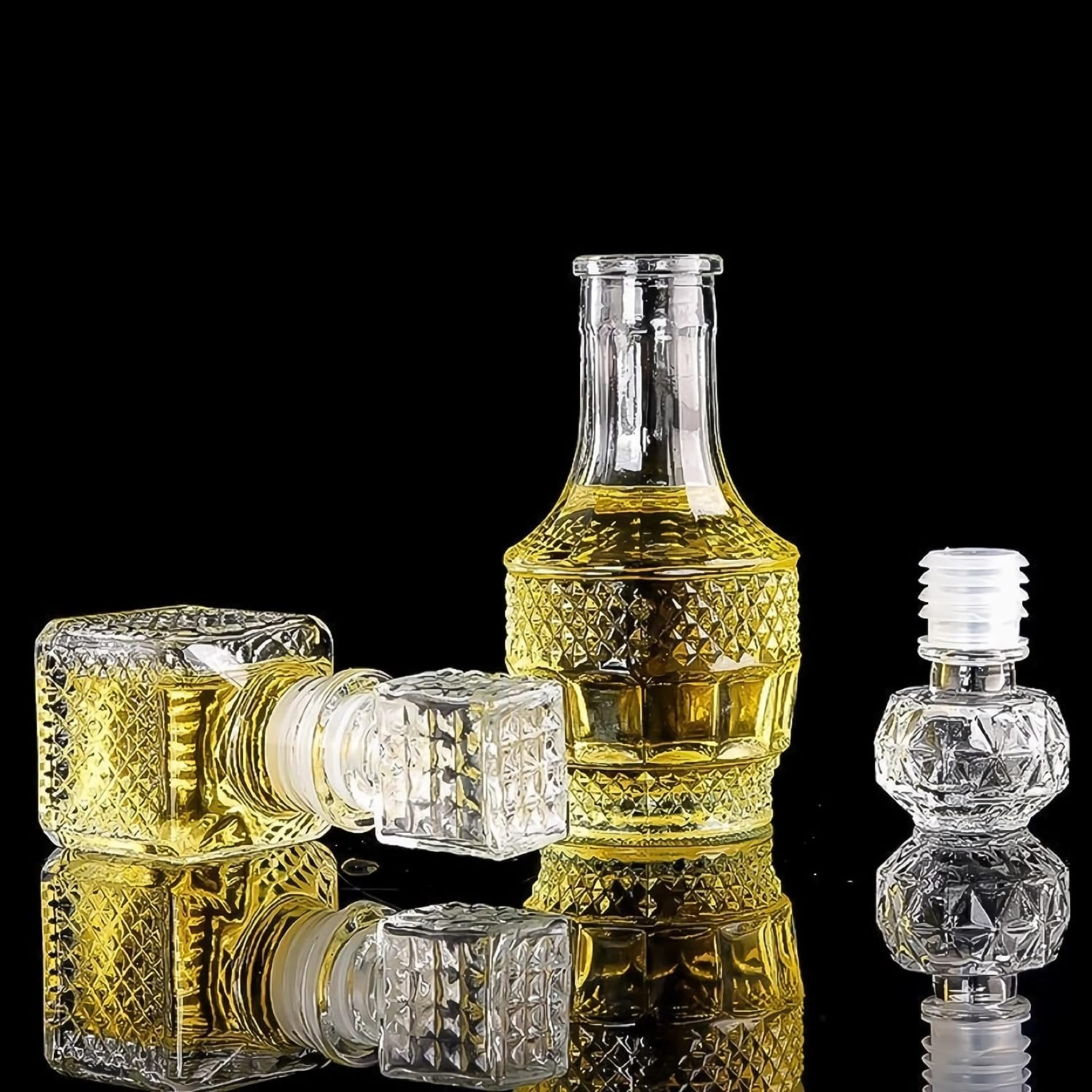 Mini Glass Bottles with 6 Different Shapes Can Be Used for Self-Made Juicing, Wine Bottles or Whiskey Decanter image number 4