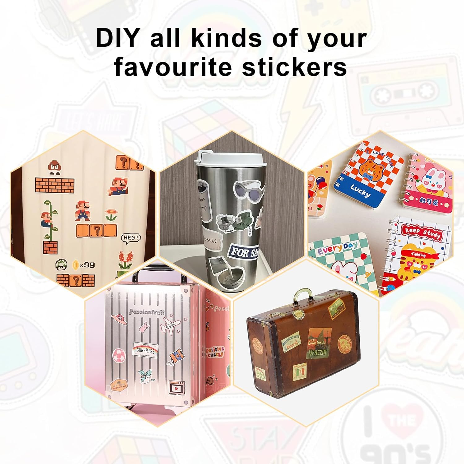 100 Sheets A4 Sticker Paper Labels, Glossy Sticker Paper Inkjet Vinyl Sticke Suitable for Laser Inkjet Printing of Product Labels, Paintings, Stickers, Photographs and All Kinds of Crafts.