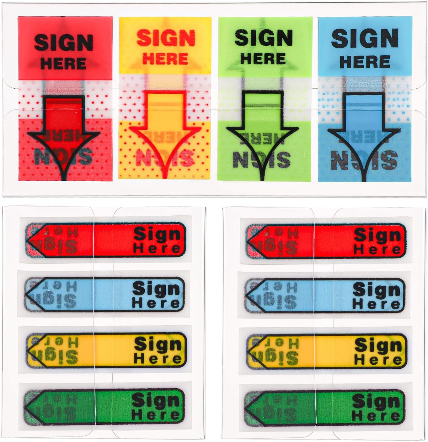 600Pcs/6 Packs Sign Here Tabs, Arrow Labels Stickers Sign Here Flags Sticky Signature Tabs Adhesive Message Post Tags for Documents Notebooks Home Office School Supplies (Red 2) image number 3