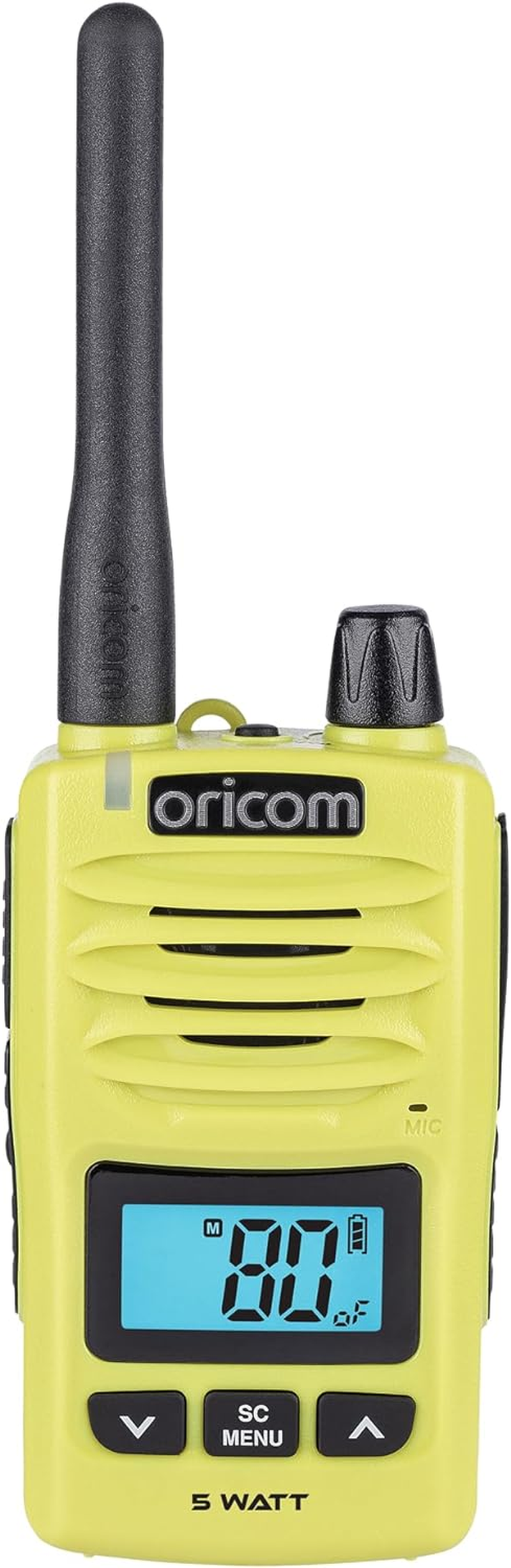 Oricom DTX600 Waterproof IP67 5 Watt Handheld UHF CB Radio Lime - 80 Channels, Duplex, Die-Cast Metal Chassis, Switchable RF Power, Waterproof Dust IP67, Signal Monitoring, Triple Watch image number 1