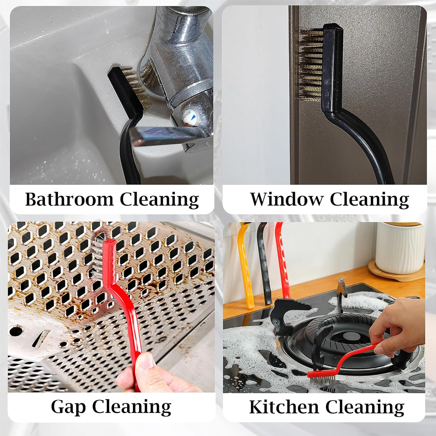 Hard Bristle Crevice Cleaning Brush, 11 Pcs Multifunctional Gap Cleaning Brush Tool Kits for Household, Full Sets Crevice Cleaning Brush for Kitchen Bathroom Toilet Crevice, Practical and Durable