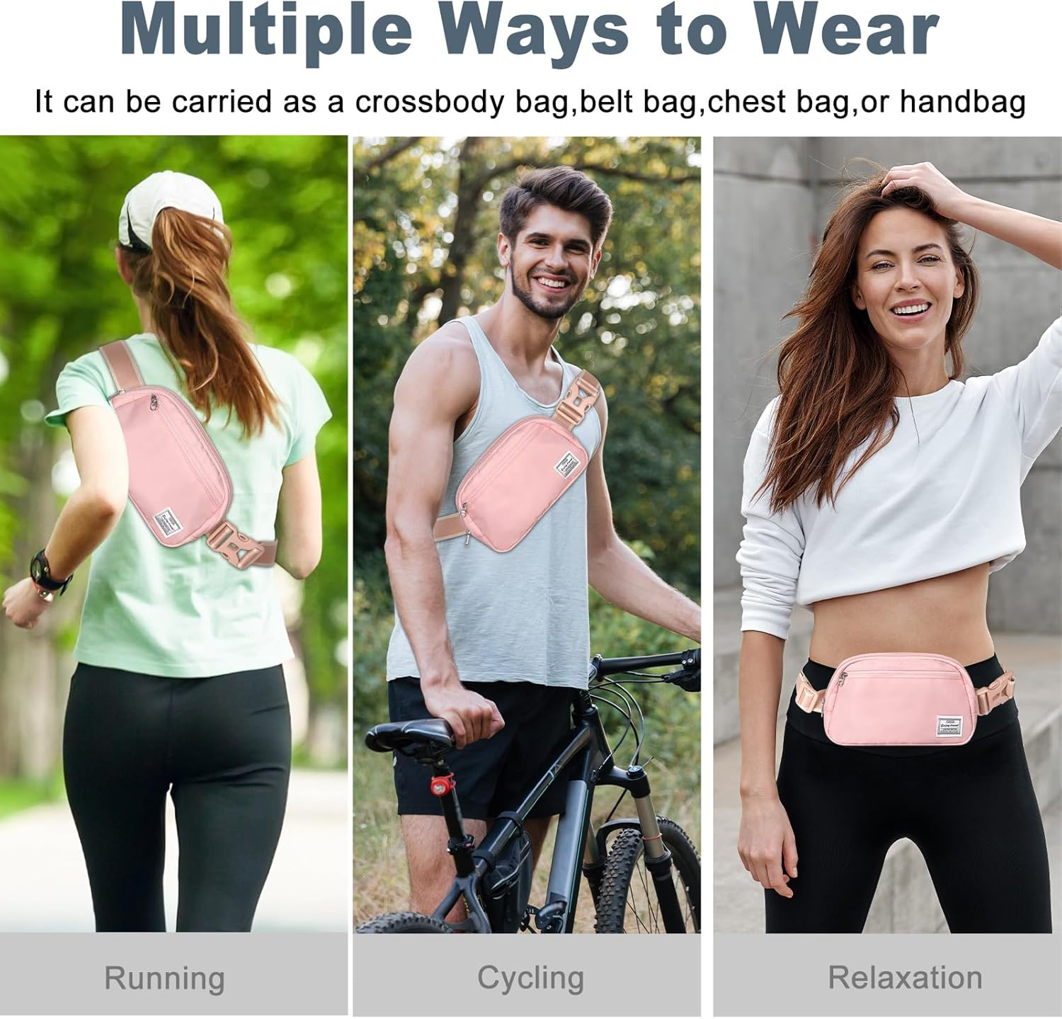 Dmluna Small Crossbody Bags for Women Trendy, Lightweight Waist Pack for Women & Men, Mini Belt Bag, Waist Bag with Adjustable Strap for Running Workout Traveling, Rose Gold image number 4