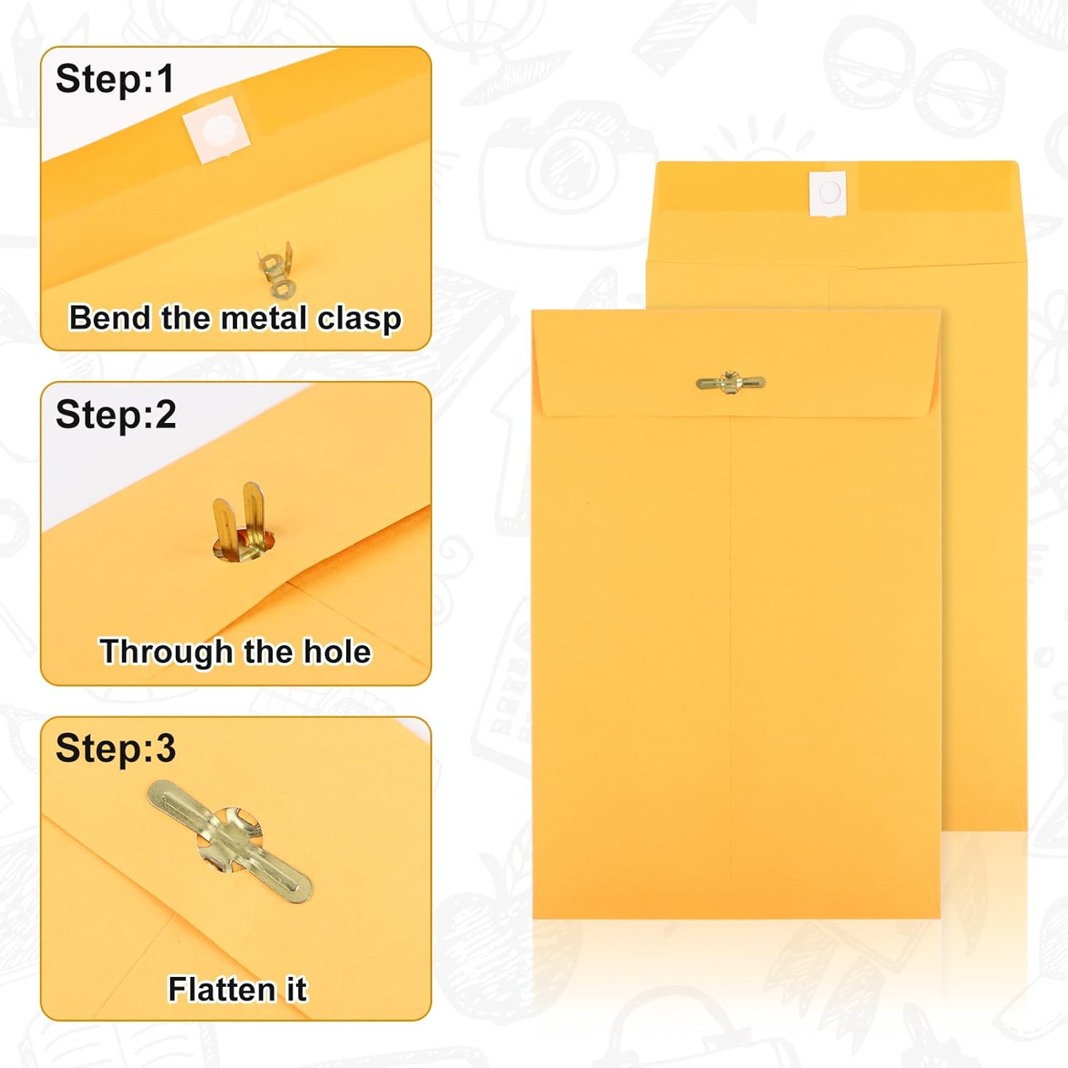 10Pcs Heavy Duty Clasp Mailing Envelopes 6X9 Inches, Large Kraft Catalog Envelope Thick Manila Envelopes with Clasp Closure for Office Business School Home image number 3