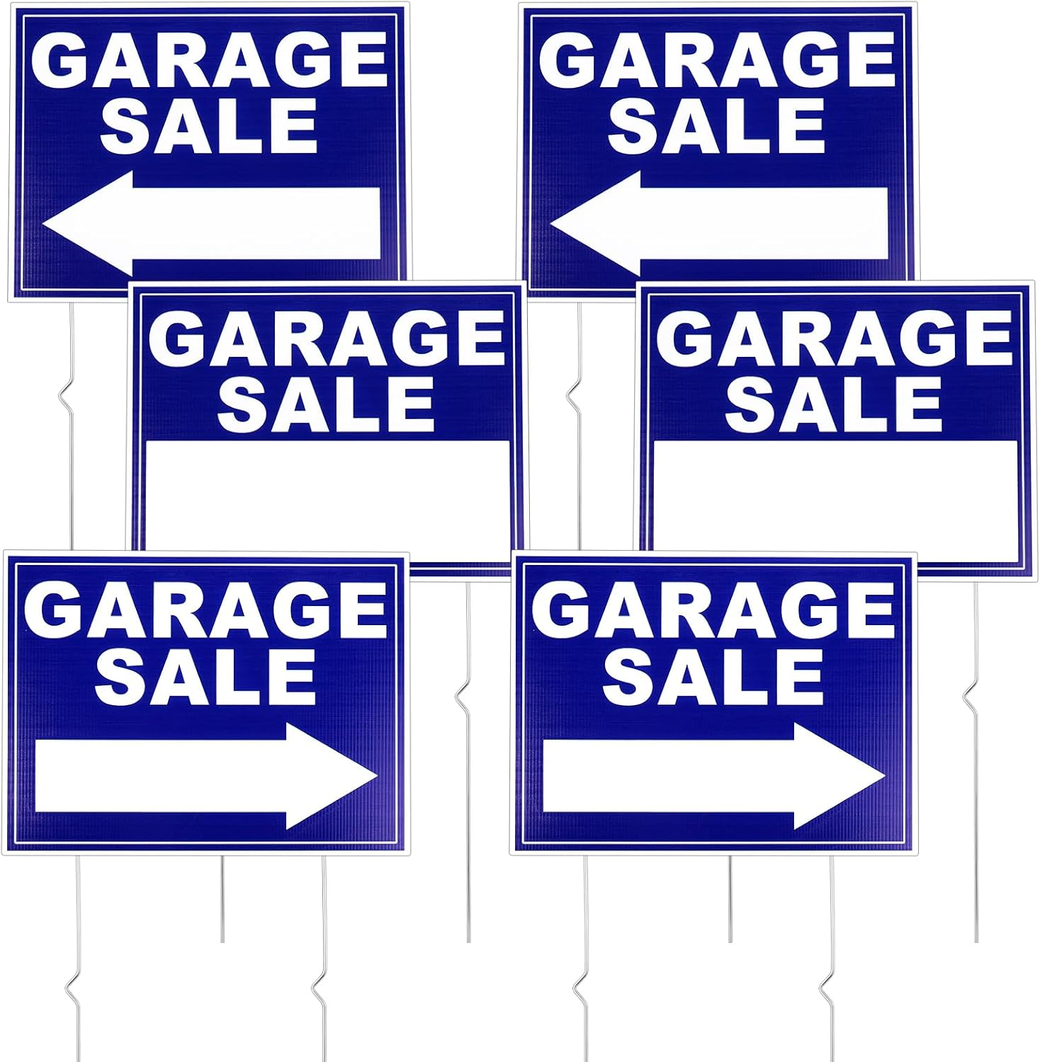 6Pcs Garage Sale Sign, Garage Sale Arrow Signs Supplies with Stakes, 16X12 Inch Double Sided Yard Sale Signs Waterproof Garage Sale Sign for Sales Event (Blue) image number 6