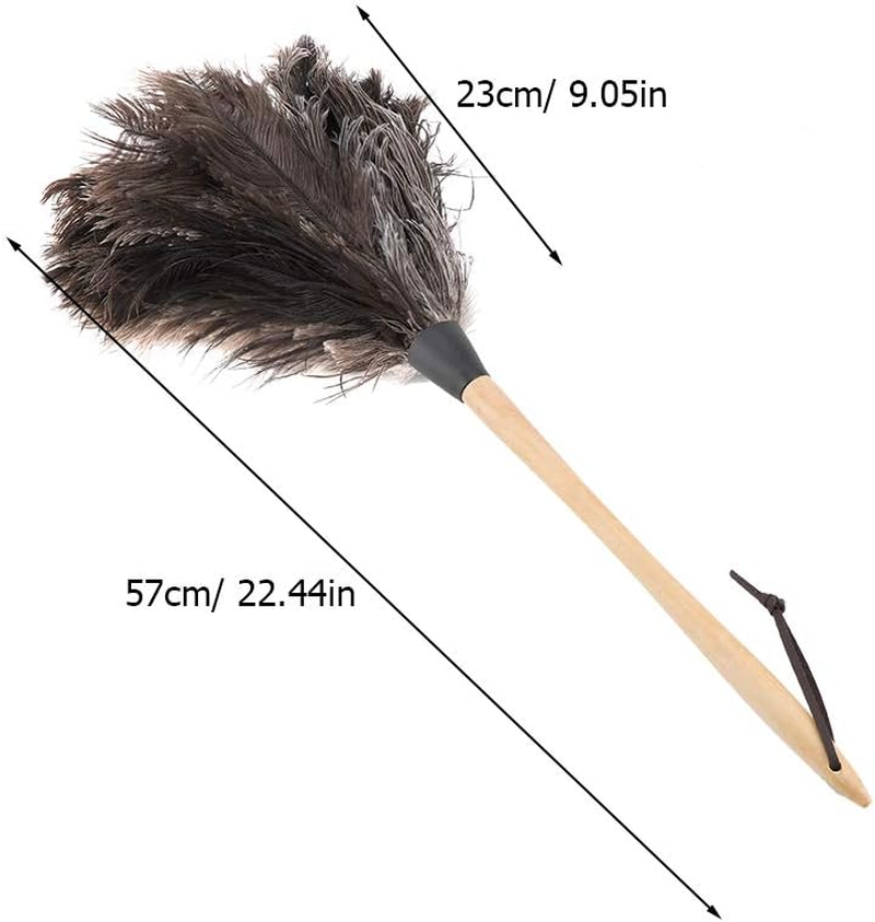 Duster, Handmade Washable Non-Electrostatic Ostrich Feather Wooden Handle Duster with Hanging Rope, Perfect for Cleaning TV, Book Shelf, Car image number 6